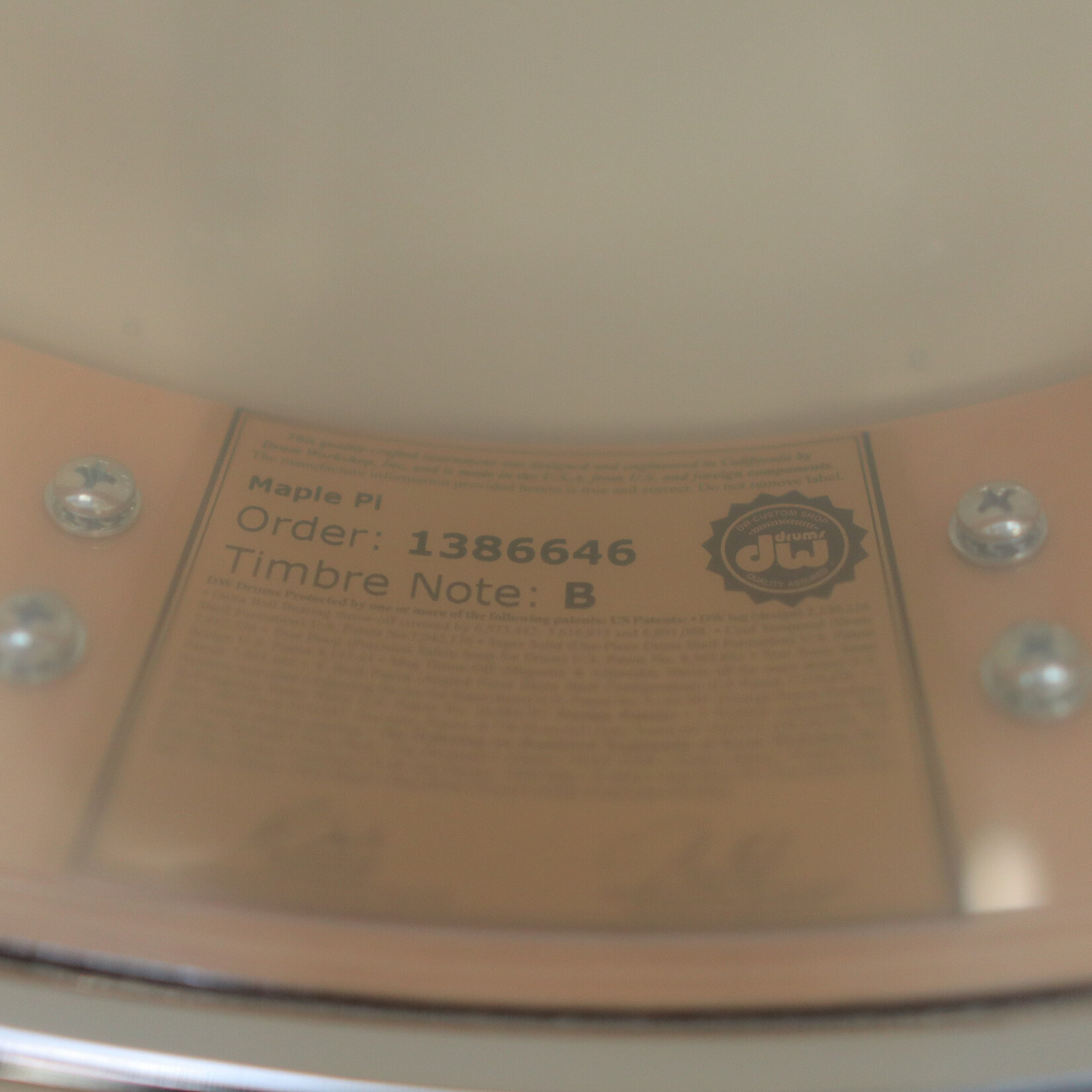 DW DW Collector's 3.14 x 14" SSC Maple Pi Snare Drum (Black Oyster Glass w/ Chrome Hardware)