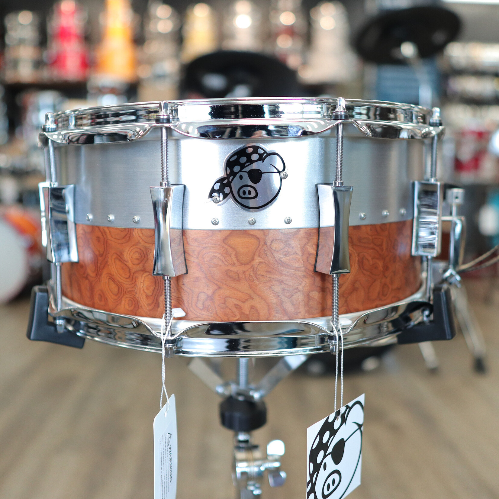 Pork Pie Pork Pie 6.5x14" Hybrid Shell Aluminum/Maple (Aluminum/Satin Sapele Pommele)