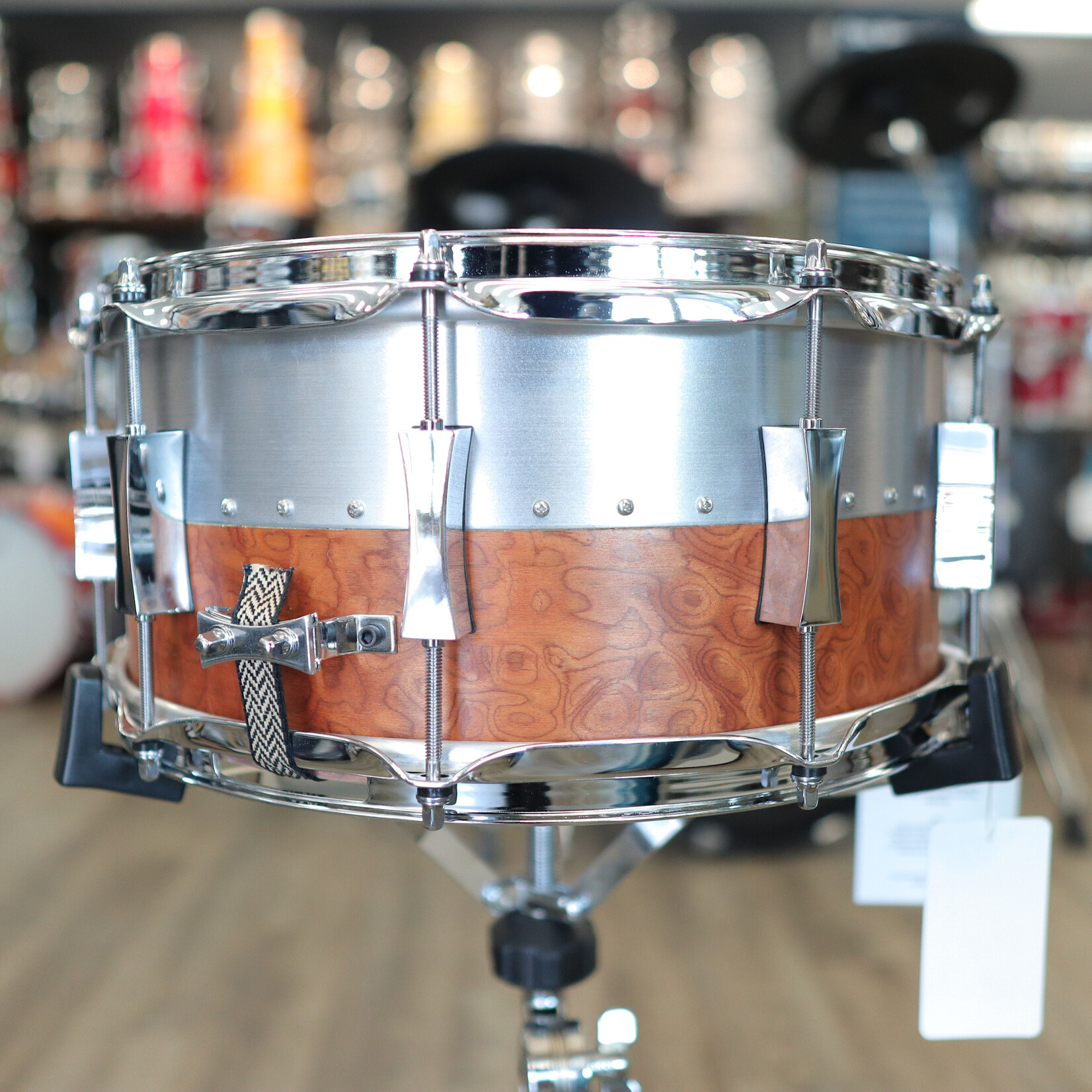 Pork Pie Pork Pie 6.5x14" Hybrid Shell Aluminum/Maple (Aluminum/Satin Sapele Pommele)