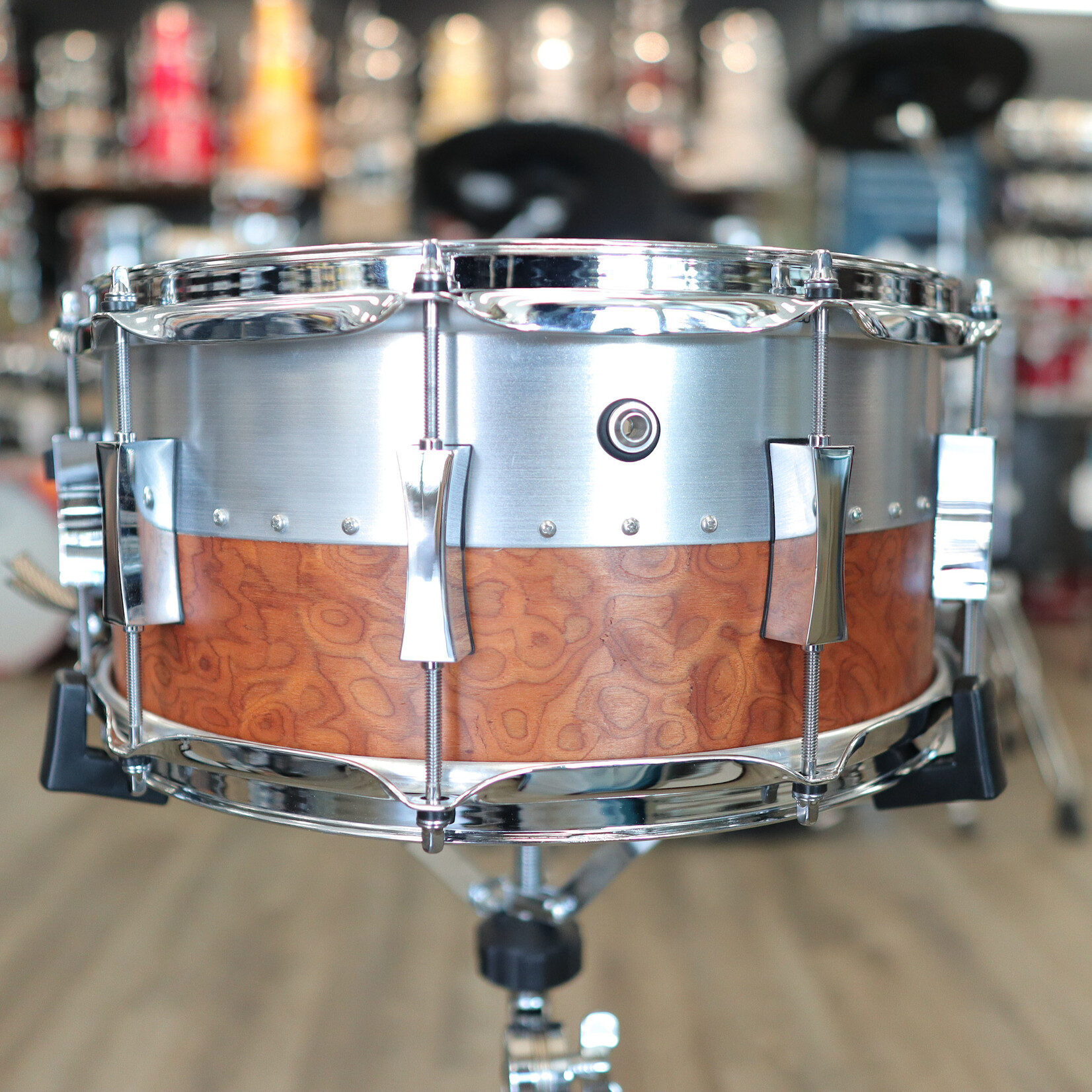 Pork Pie Pork Pie 6.5x14" Hybrid Shell Aluminum/Maple (Aluminum/Satin Sapele Pommele)
