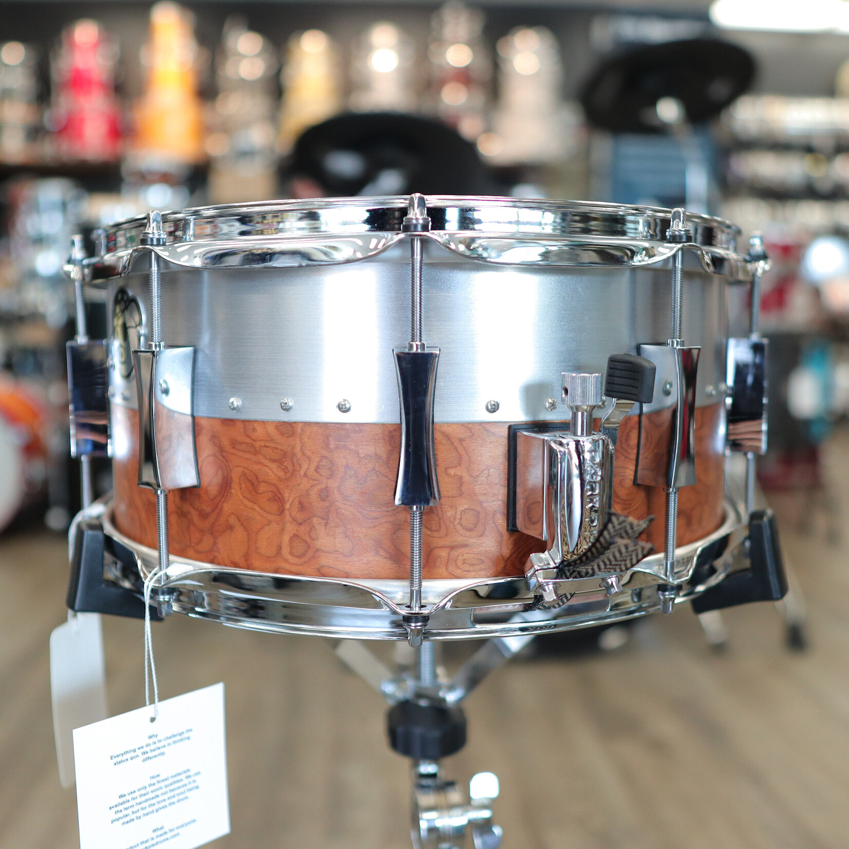 Pork Pie Pork Pie 6.5x14" Hybrid Shell Aluminum/Maple (Aluminum/Satin Sapele Pommele)