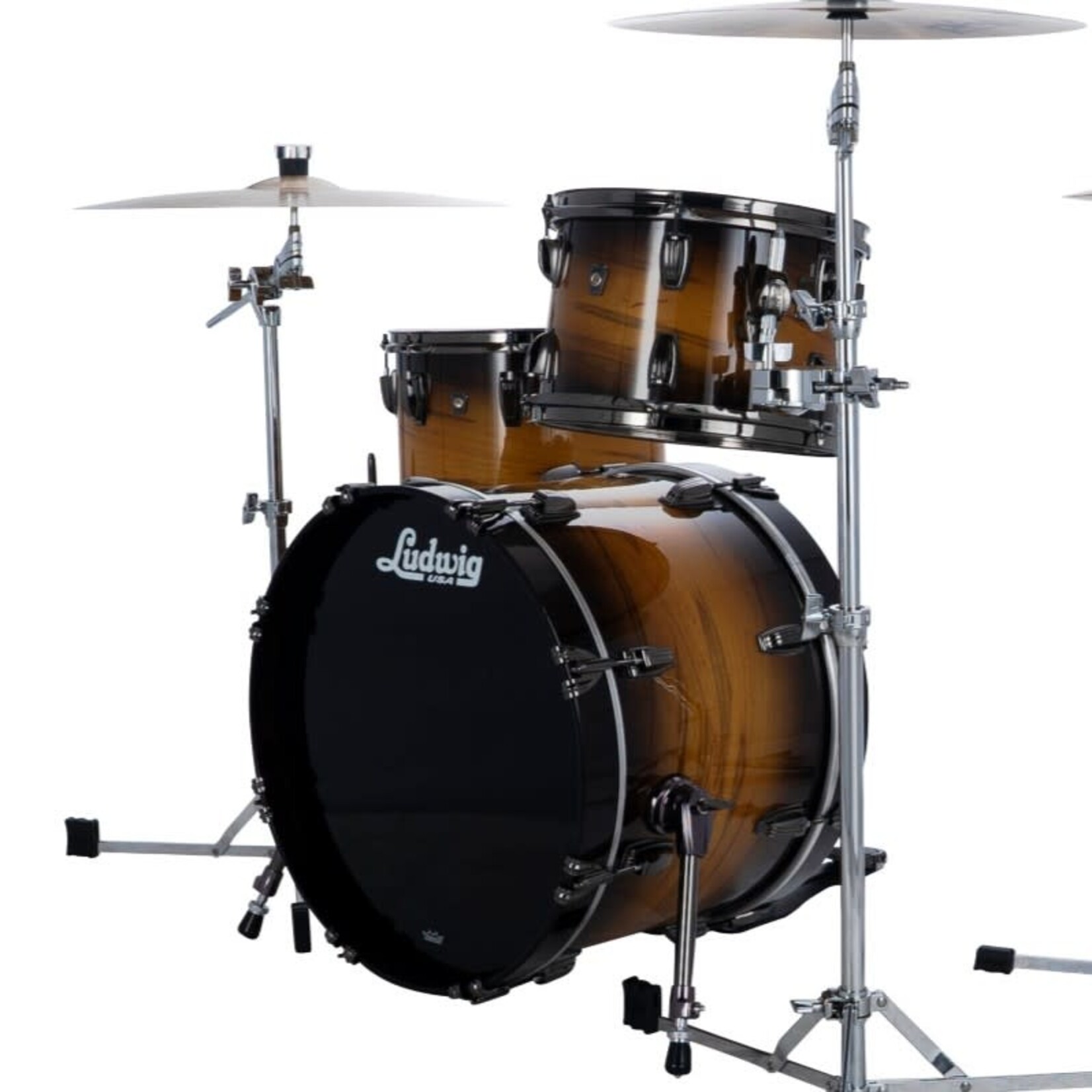 Ludwig Ludwig Exotic Select - Ambrosia Maple Downbeat 3-Pc Shell Pack 12/14/20 (Black Gold Burst)