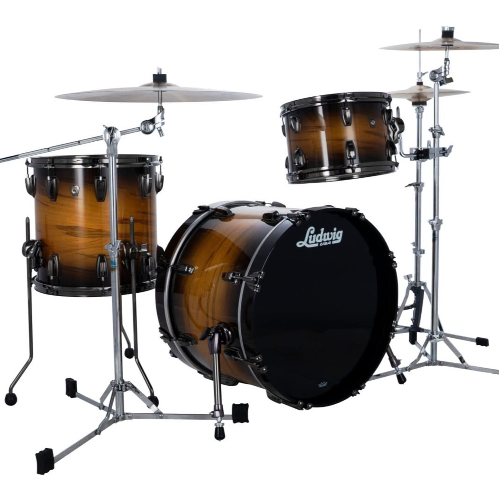 Ludwig Ludwig Exotic Select - Ambrosia Maple Downbeat 3-Pc Shell Pack 12/14/20 (Black Gold Burst)
