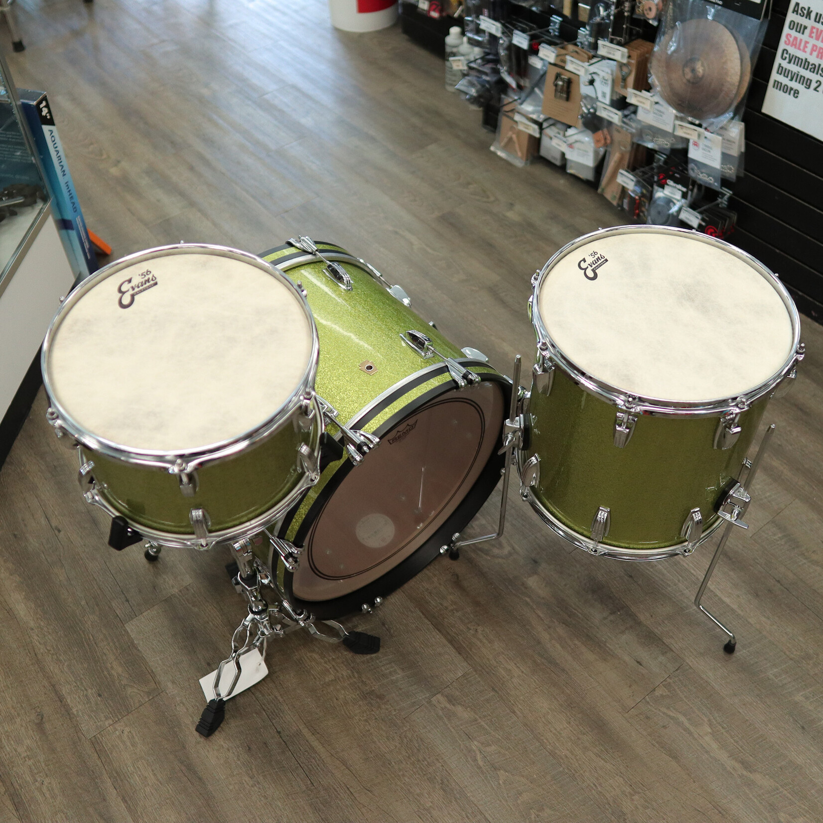 Ludwig Pre-Owned Ludwig Legacy Mahogany Downbeat 3-Pc Shell Pack 12/14/20 (Olive Sparkle)