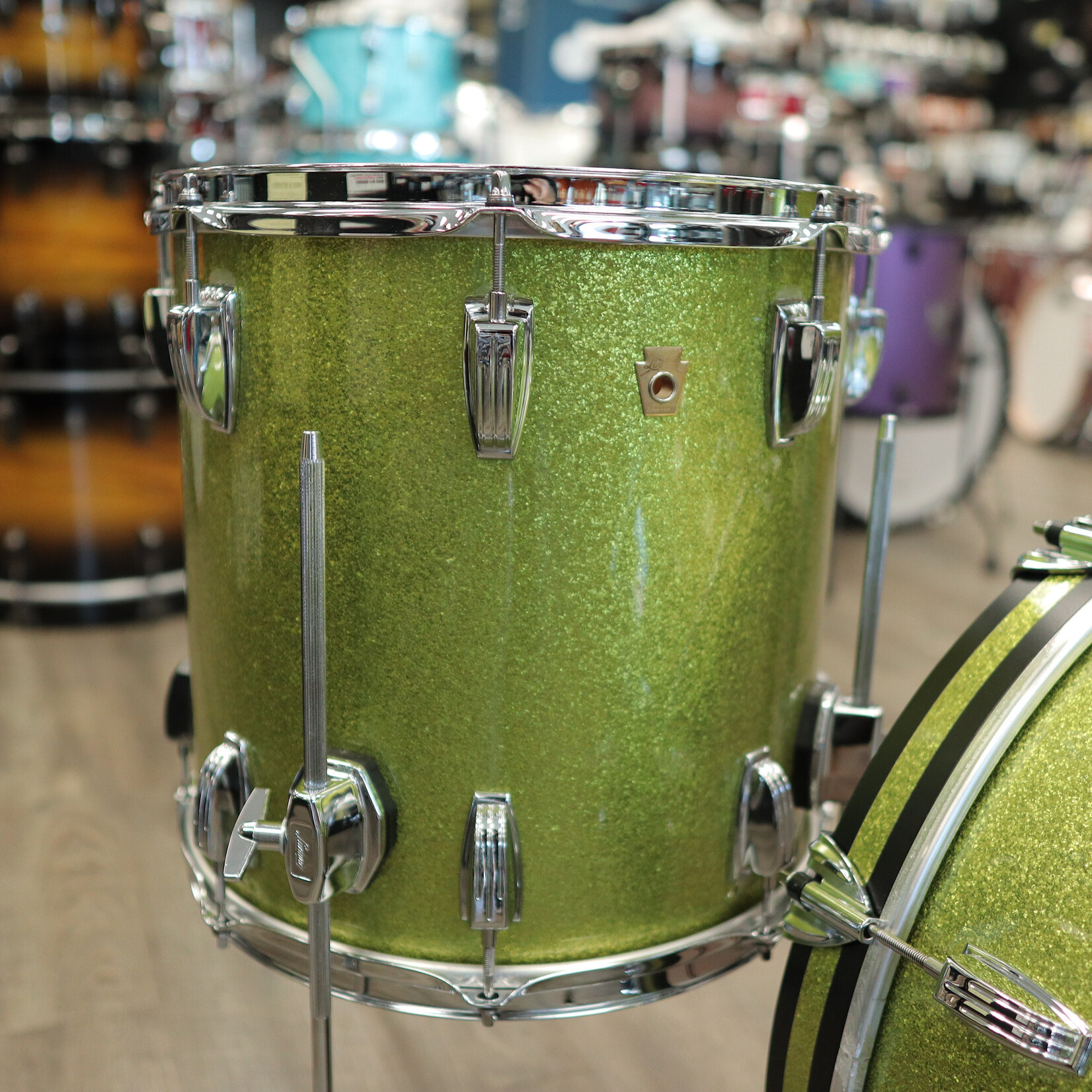 Ludwig Pre-Owned Ludwig Legacy Mahogany Downbeat 3-Pc Shell Pack 12/14/20 (Olive Sparkle)