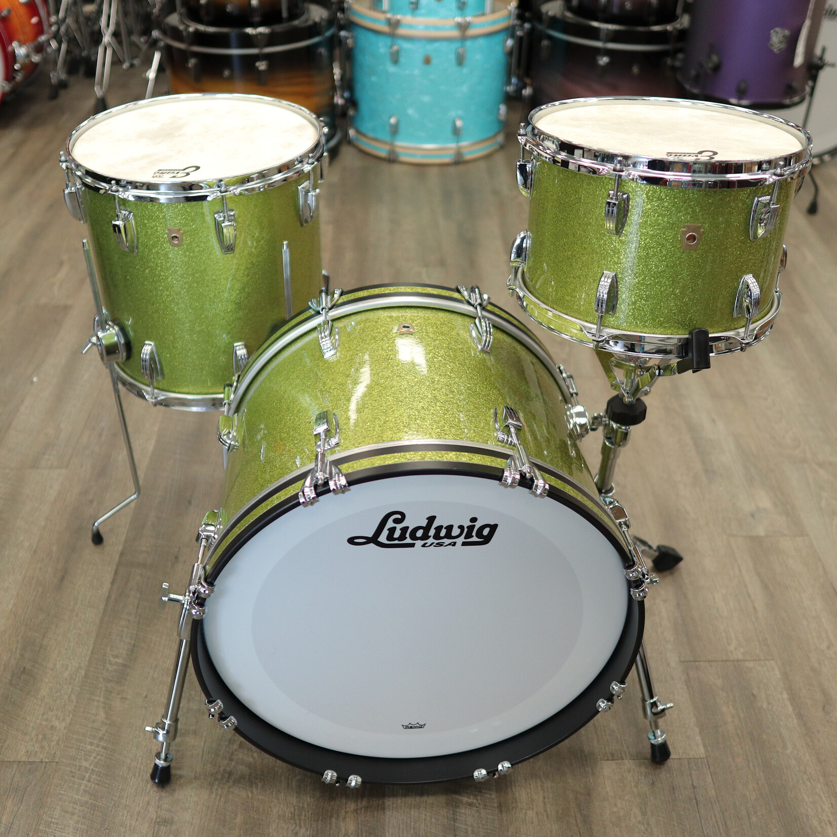 Ludwig Pre-Owned Ludwig Legacy Mahogany Downbeat 3-Pc Shell Pack 12/14/20 (Olive Sparkle)