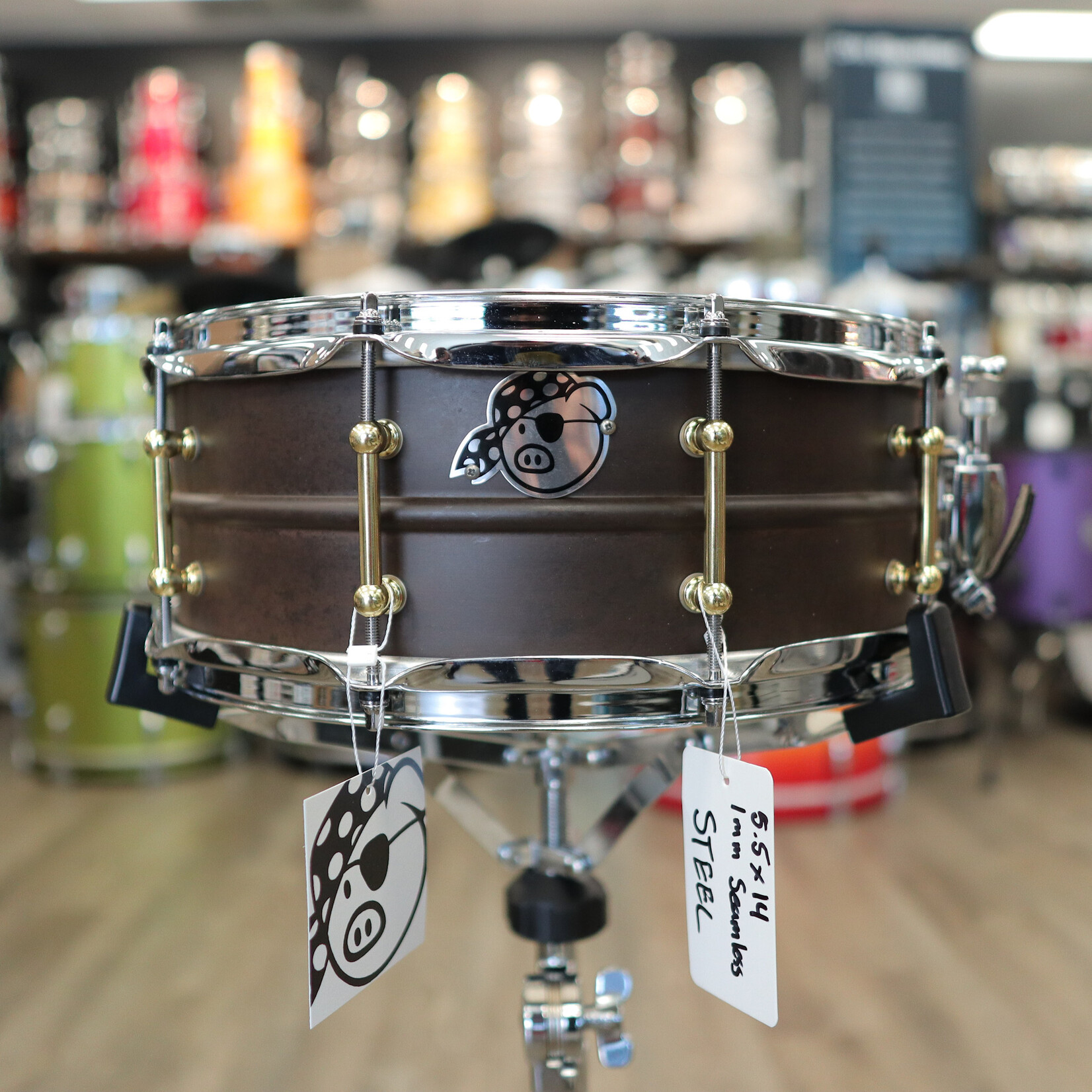 Pork Pie Pork Pie 5.5x14" Seamless Steel Snare Drum with Brass Tube Lugs