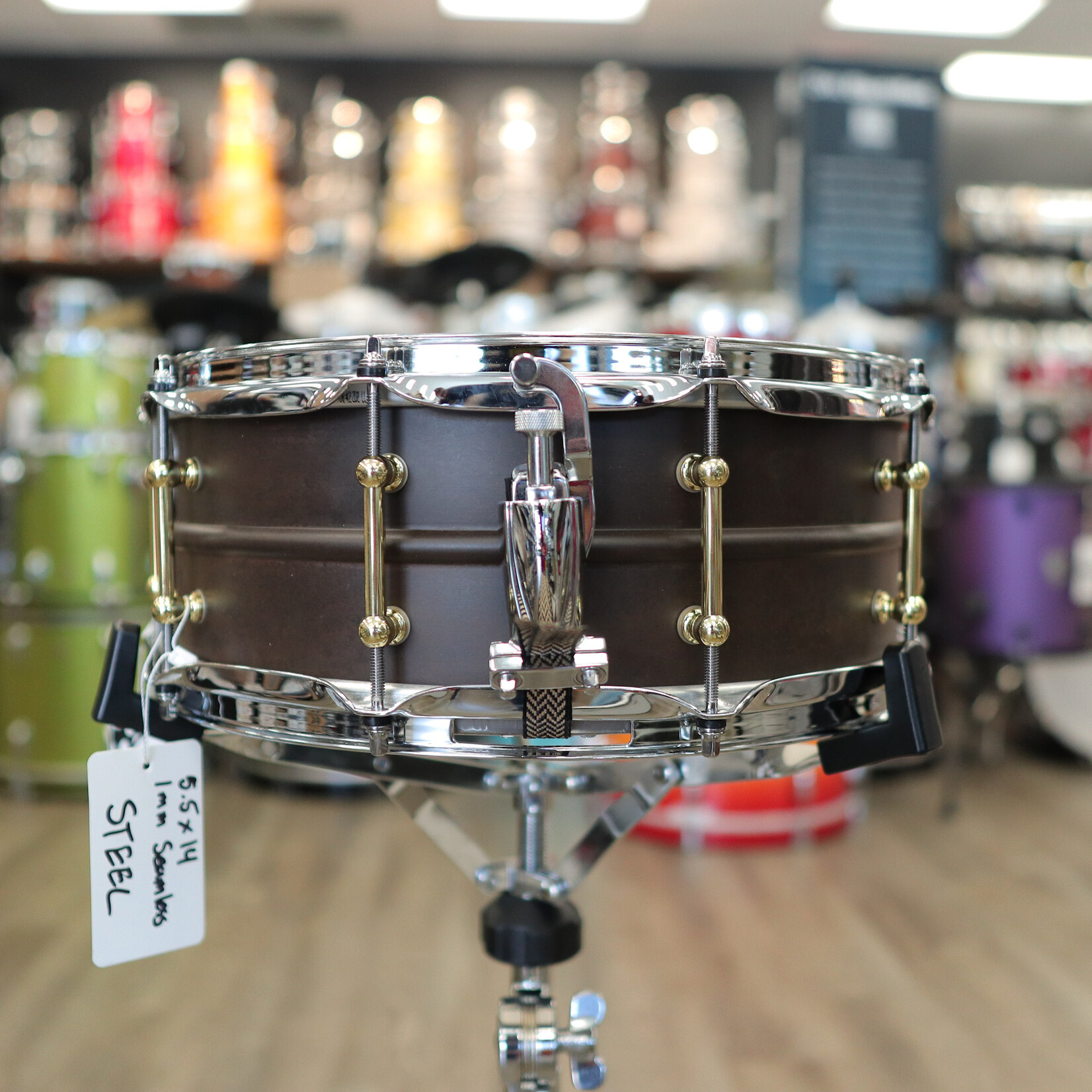 Pork Pie Pork Pie 5.5x14" Seamless Steel Snare Drum with Brass Tube Lugs