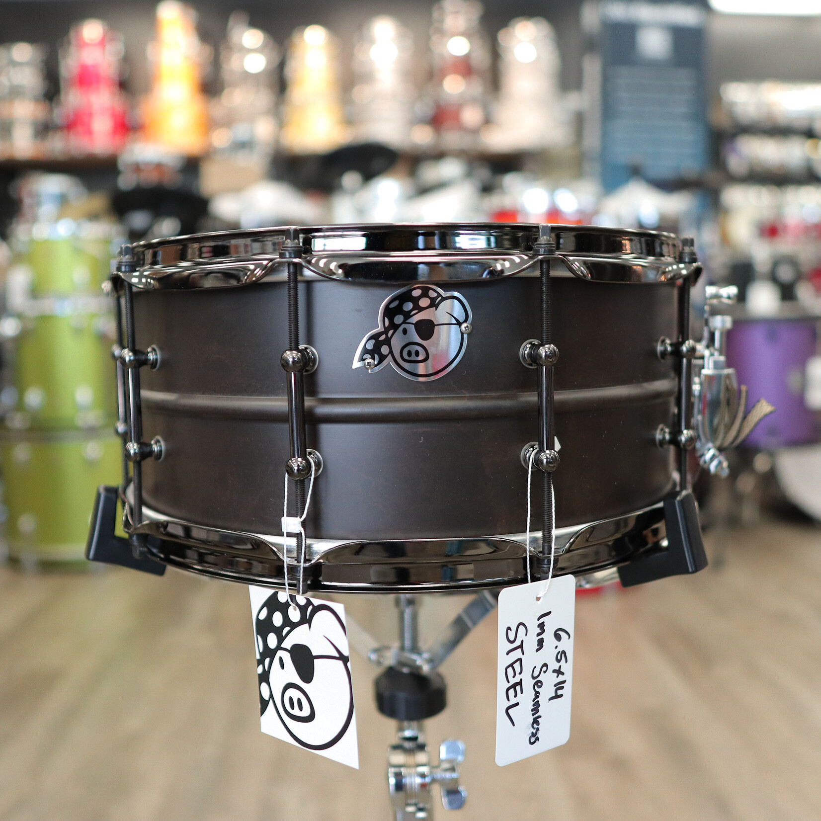 Pork Pie Pork Pie 6.5x14" Seamless Steel Snare Drum with Black Chrome Hardware