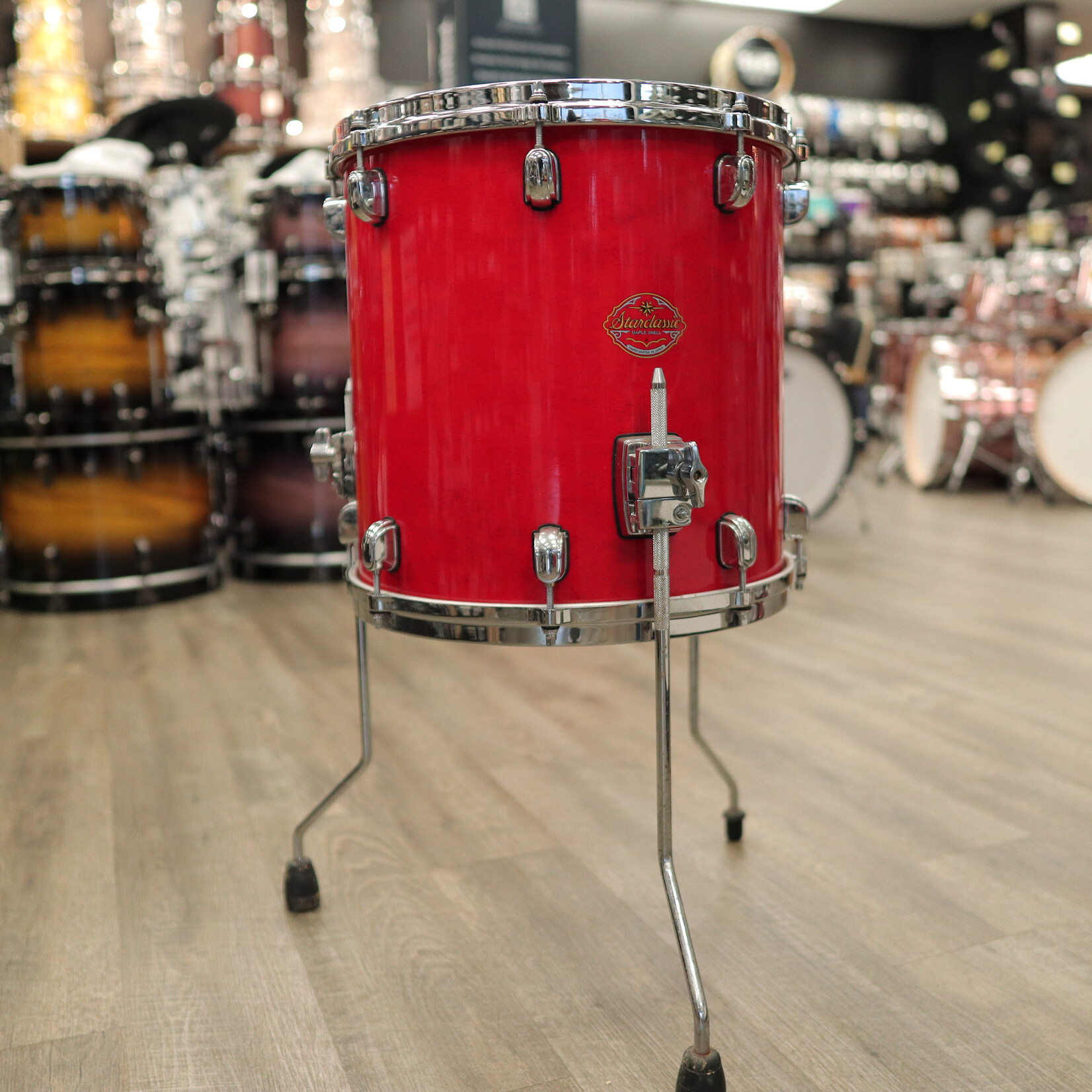 Tama Used Tama Starclassic Maple 14x14" Floor Tom Made in Japan (Ruby Red Lacquer)