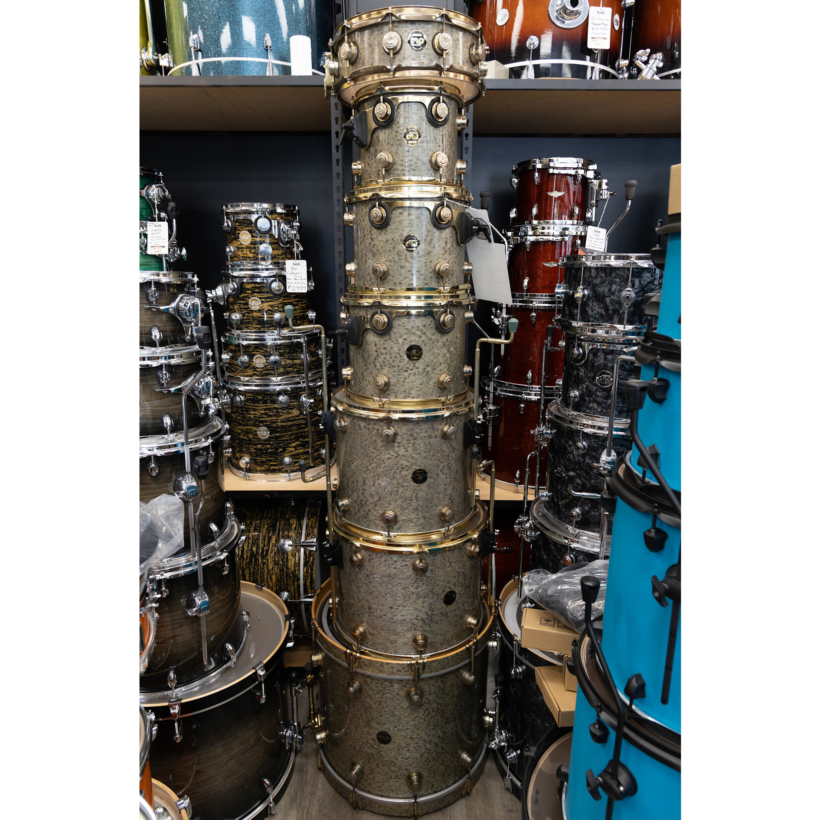 DW Used DW Pre-Collector's Series Exotic 7-Piece Kit Birdseye Maple w/Brass HW