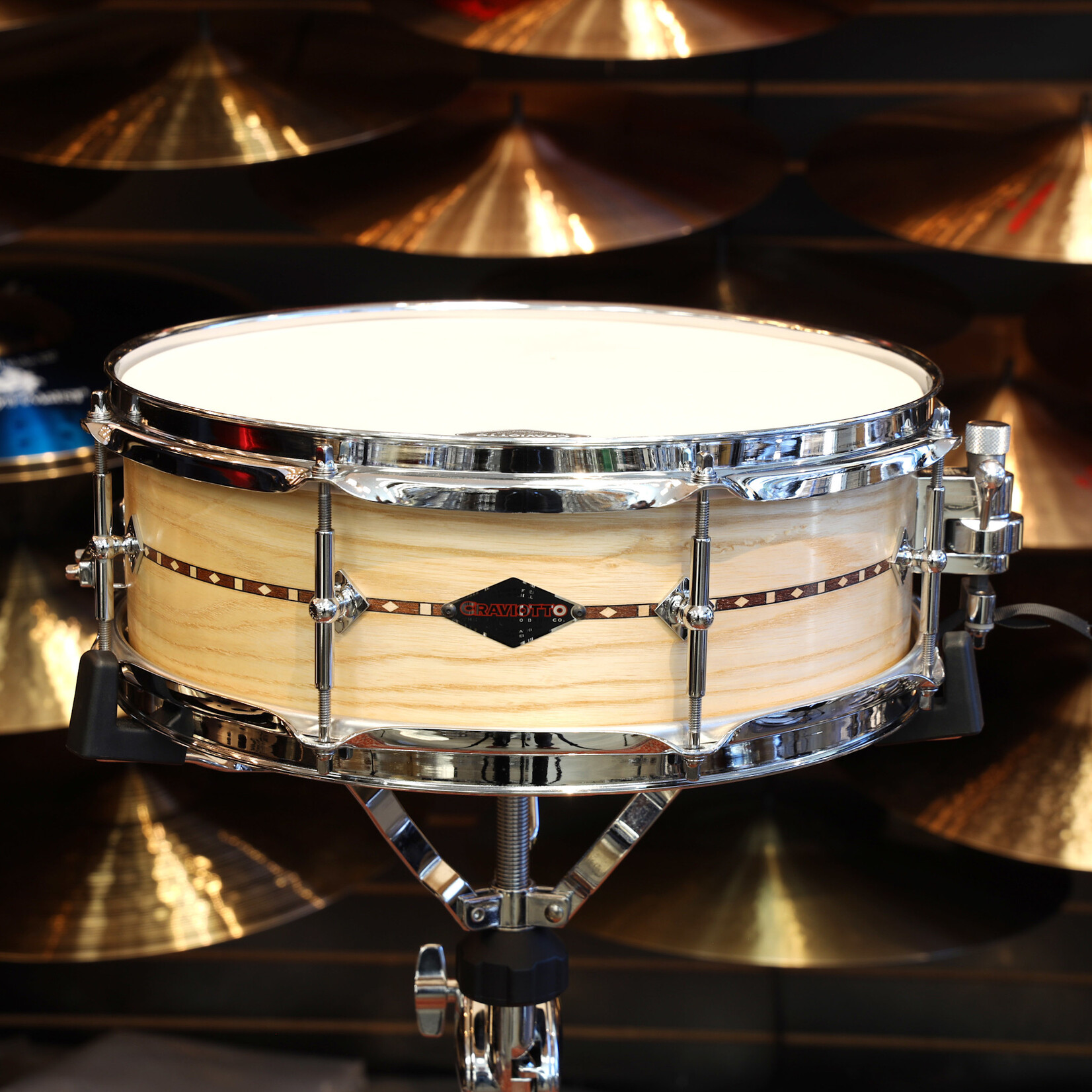 Craviotto Craviotto Custom Shop 5x14" Snare Drum Ash w/ Walnut Inlay & Solitaire Lugs (Oil Finish)
