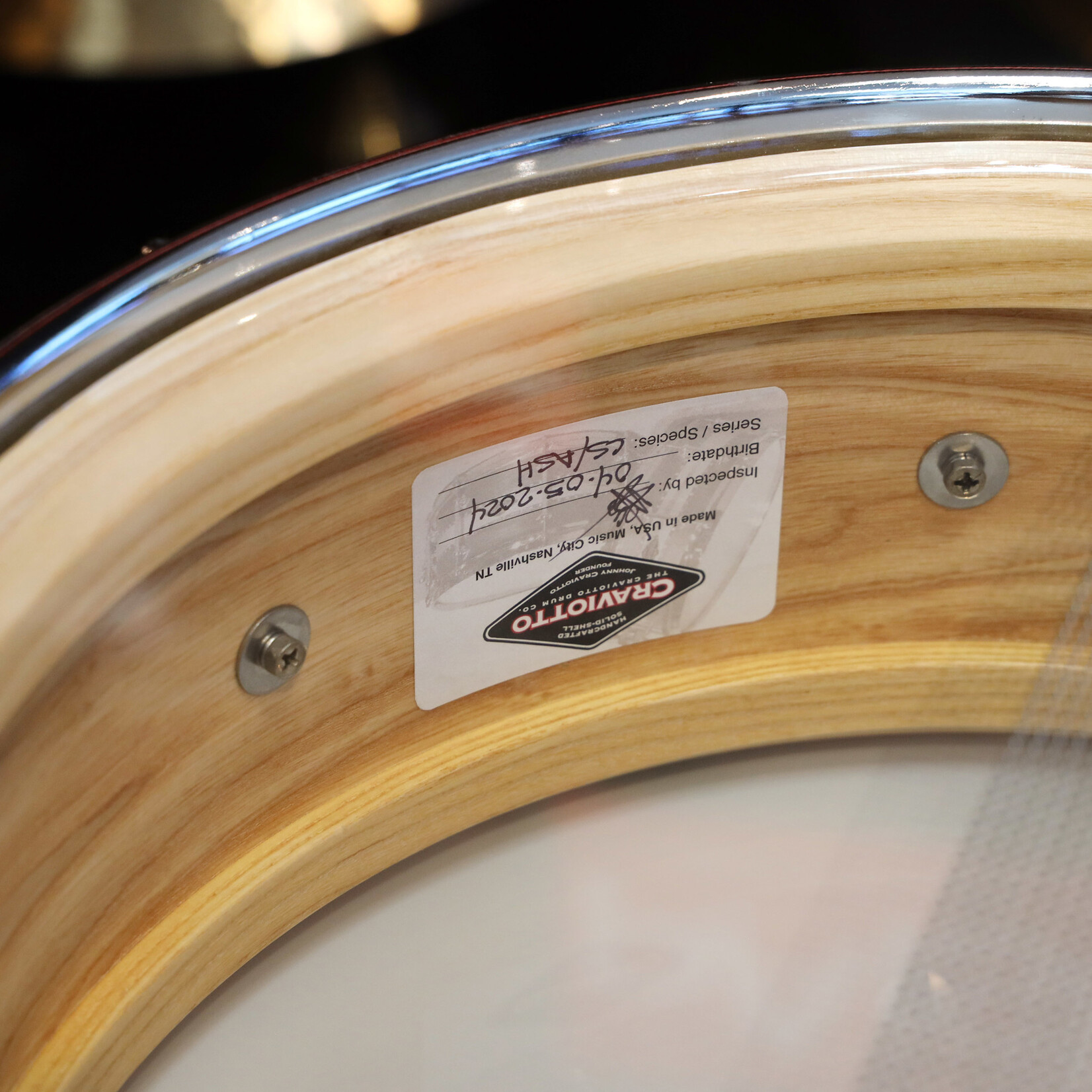Craviotto Craviotto Custom Shop 5x14" Snare Drum Ash w/ Walnut Inlay & Solitaire Lugs (Oil Finish)