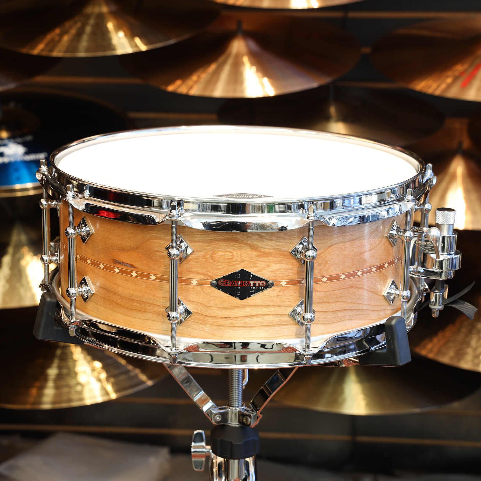 Craviotto Craviotto Custom Shop 5.5X14" Snare Drum Cherry w/Cherry Inlay (Oil Finish - Lighter)