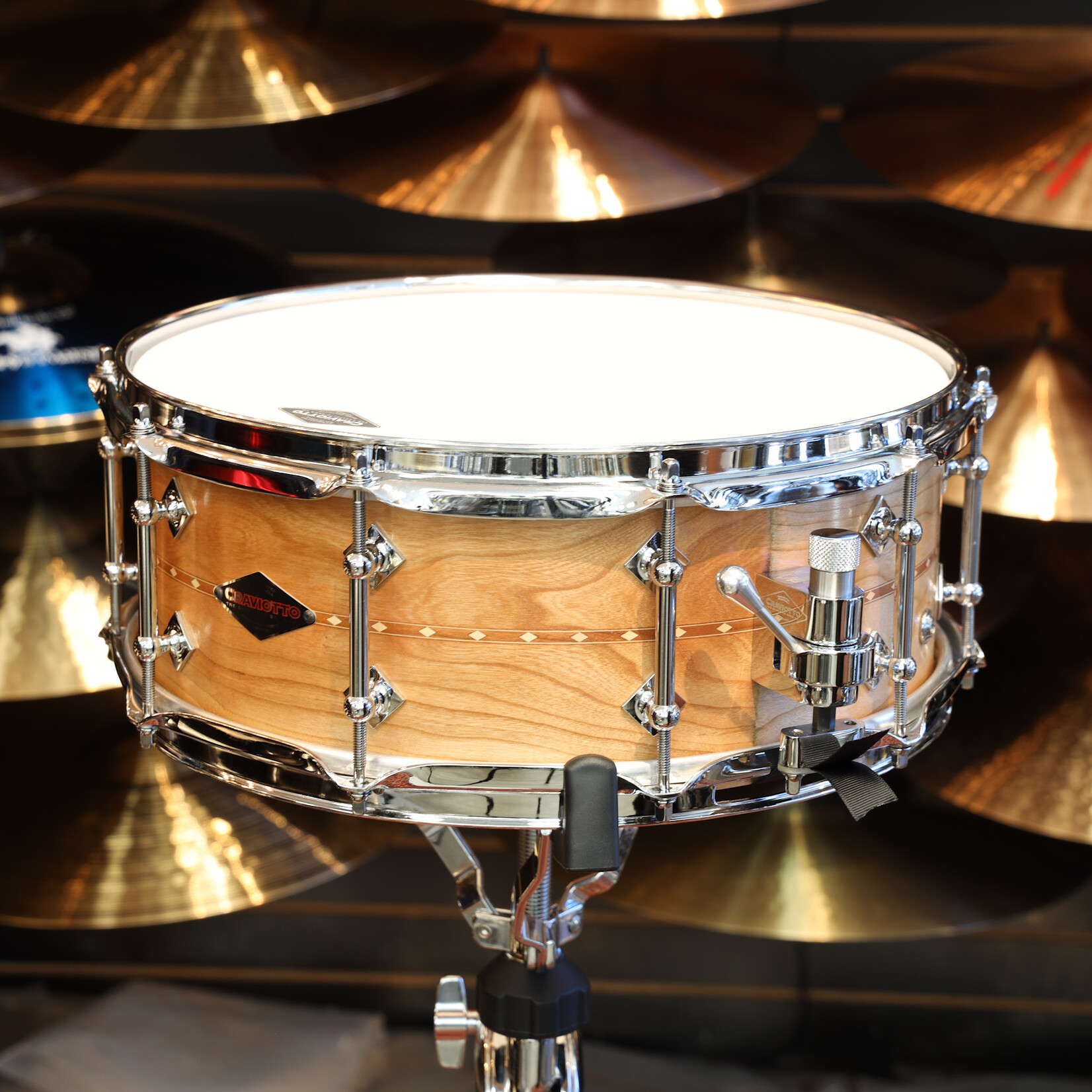 Craviotto Craviotto Custom Shop 5.5X14" Snare Drum Cherry w/Cherry Inlay (Oil Finish - Lighter)