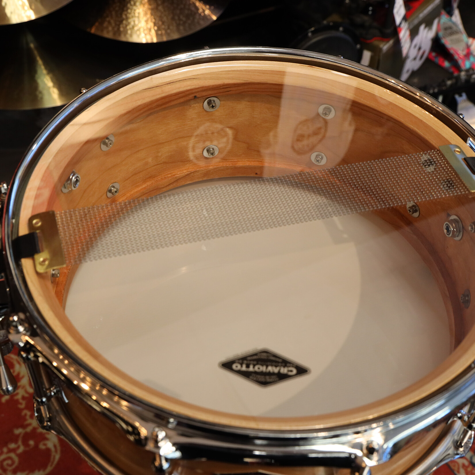 Craviotto Craviotto Custom Shop 5.5X14" Snare Drum Cherry w/Cherry Inlay (Oil Finish - Lighter)