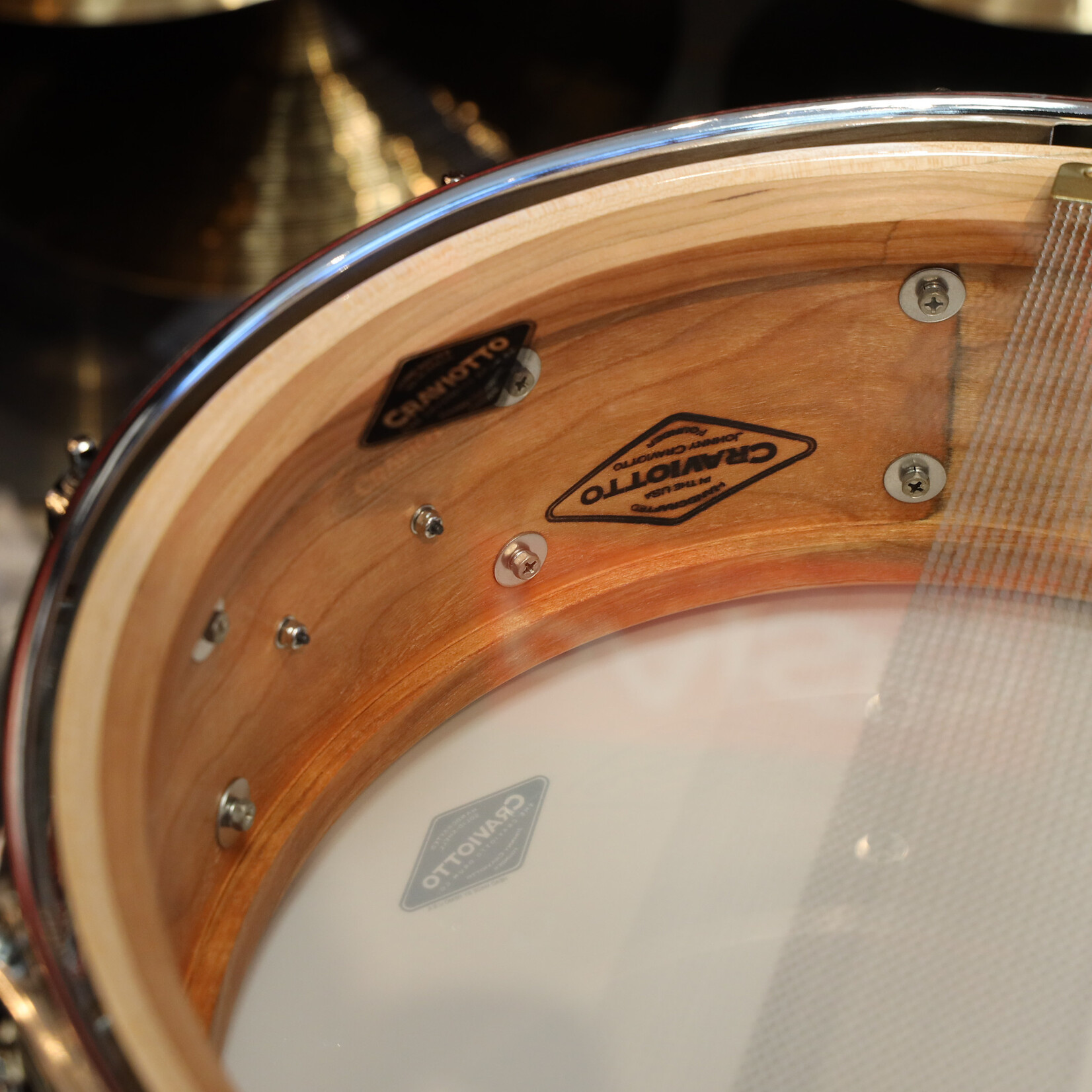 Craviotto Craviotto Custom Shop 5.5X14" Snare Drum Cherry w/Cherry Inlay (Oil Finish - Lighter)