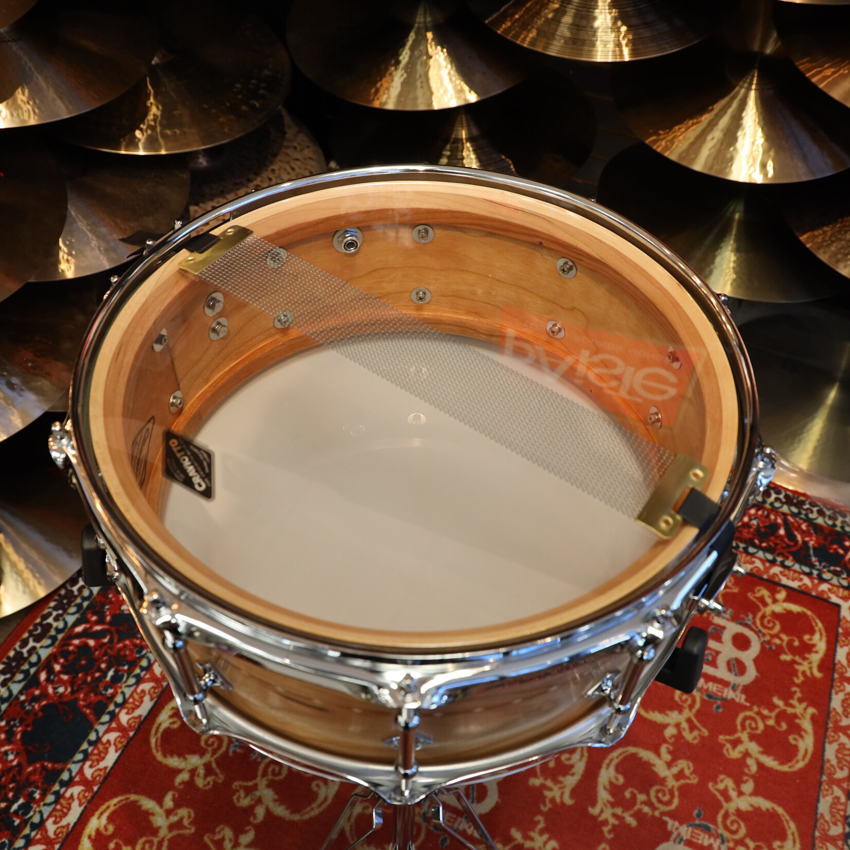 Craviotto Craviotto Custom Shop 5.5X14" Snare Drum Cherry w/Cherry Inlay (Oil Finish - Lighter)