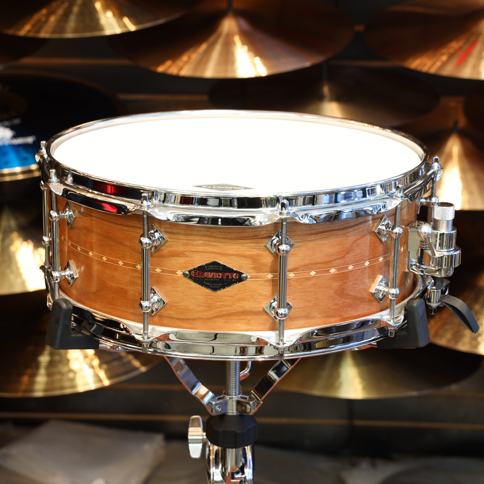 Craviotto Craviotto Custom Shop 5.5X14" Snare Drum Cherry w/Cherry Inlay (Oil Finish - Darker)
