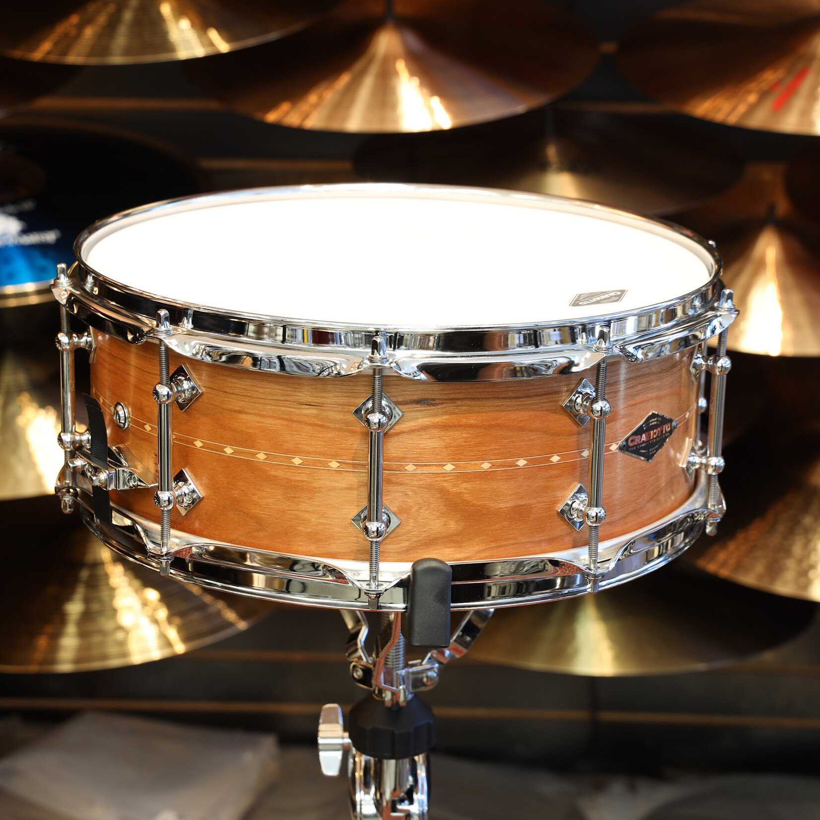 Craviotto Craviotto Custom Shop 5.5X14" Snare Drum Cherry w/Cherry Inlay (Oil Finish - Darker)