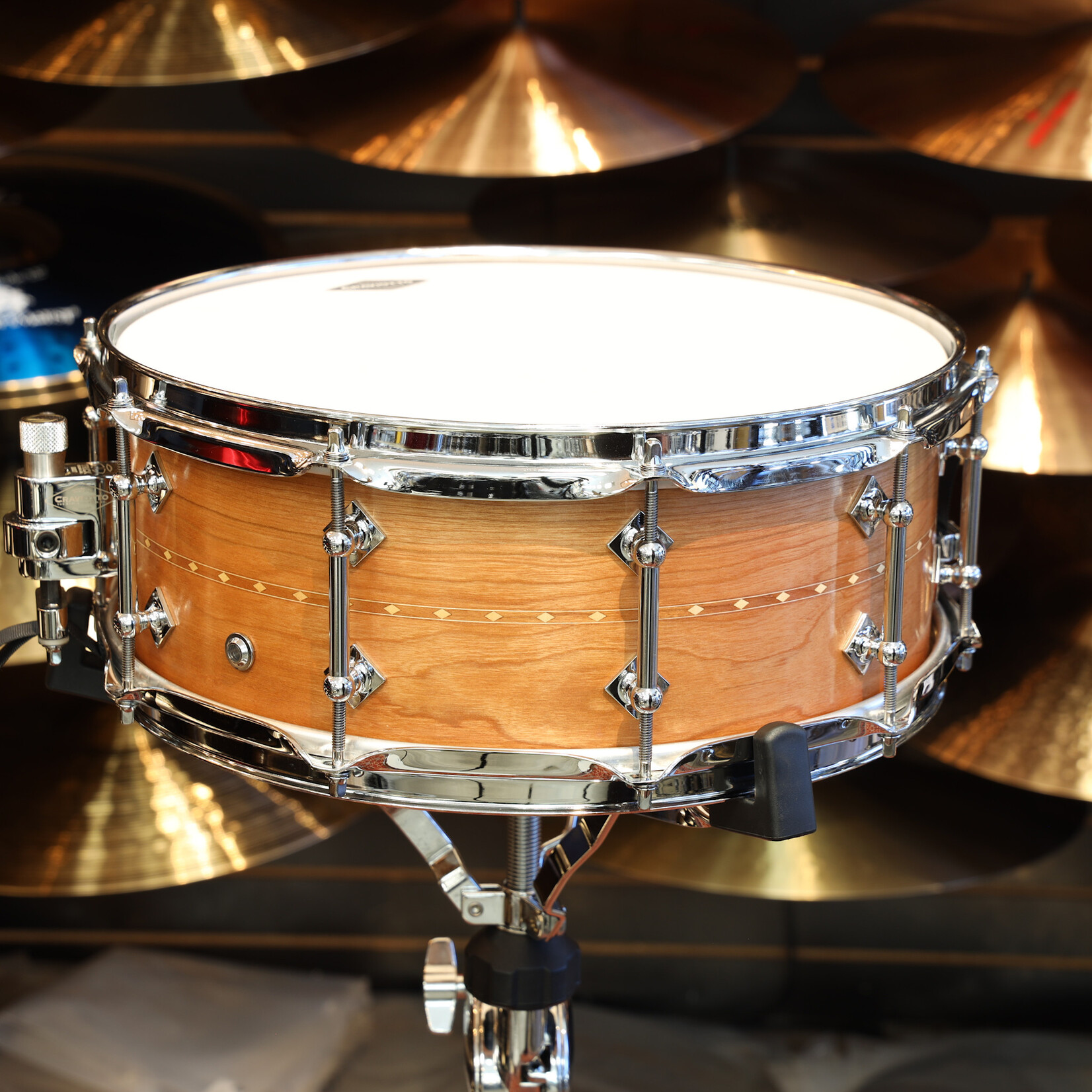 Craviotto Craviotto Custom Shop 5.5X14" Snare Drum Cherry w/Cherry Inlay (Oil Finish - Darker)