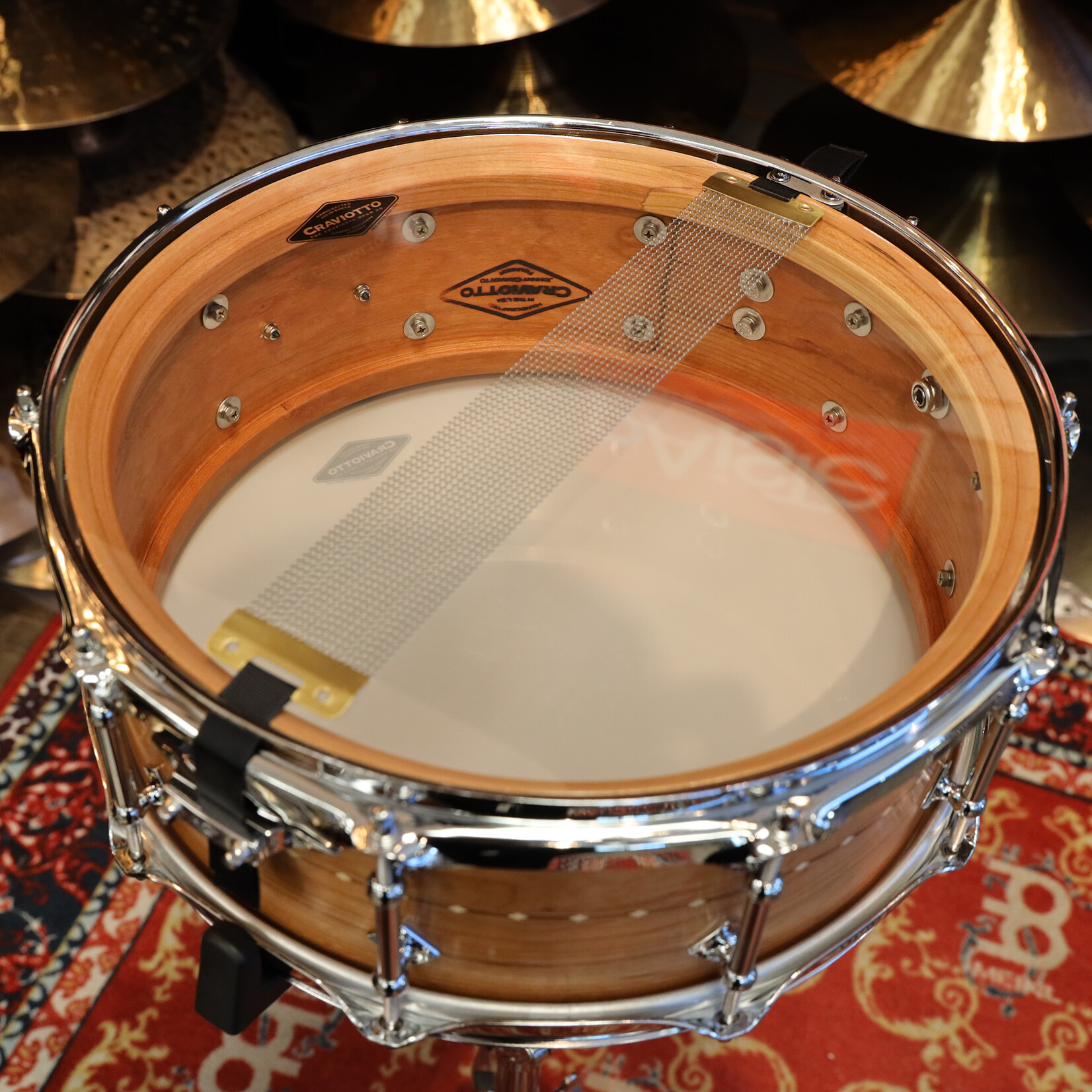 Craviotto Craviotto Custom Shop 5.5X14" Snare Drum Cherry w/Cherry Inlay (Oil Finish - Darker)