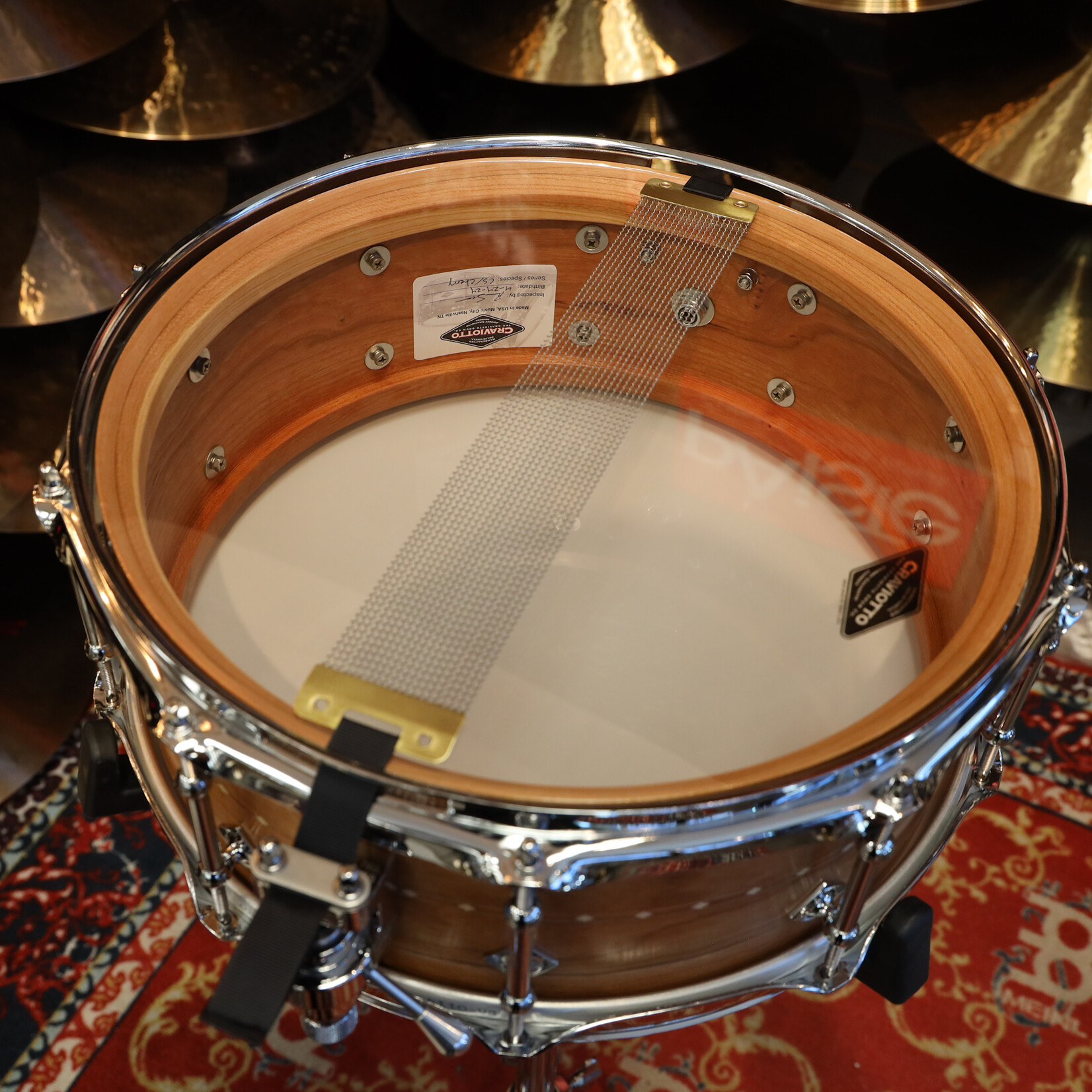Craviotto Craviotto Custom Shop 5.5X14" Snare Drum Cherry w/Cherry Inlay (Oil Finish - Darker)