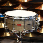Craviotto Craviotto Private Reserve 6.5X14" Snare Drum Curly Maple w/Black Tahitian Pearl Abalone Inlay (Grey Stain Oil Finish - Lighter)