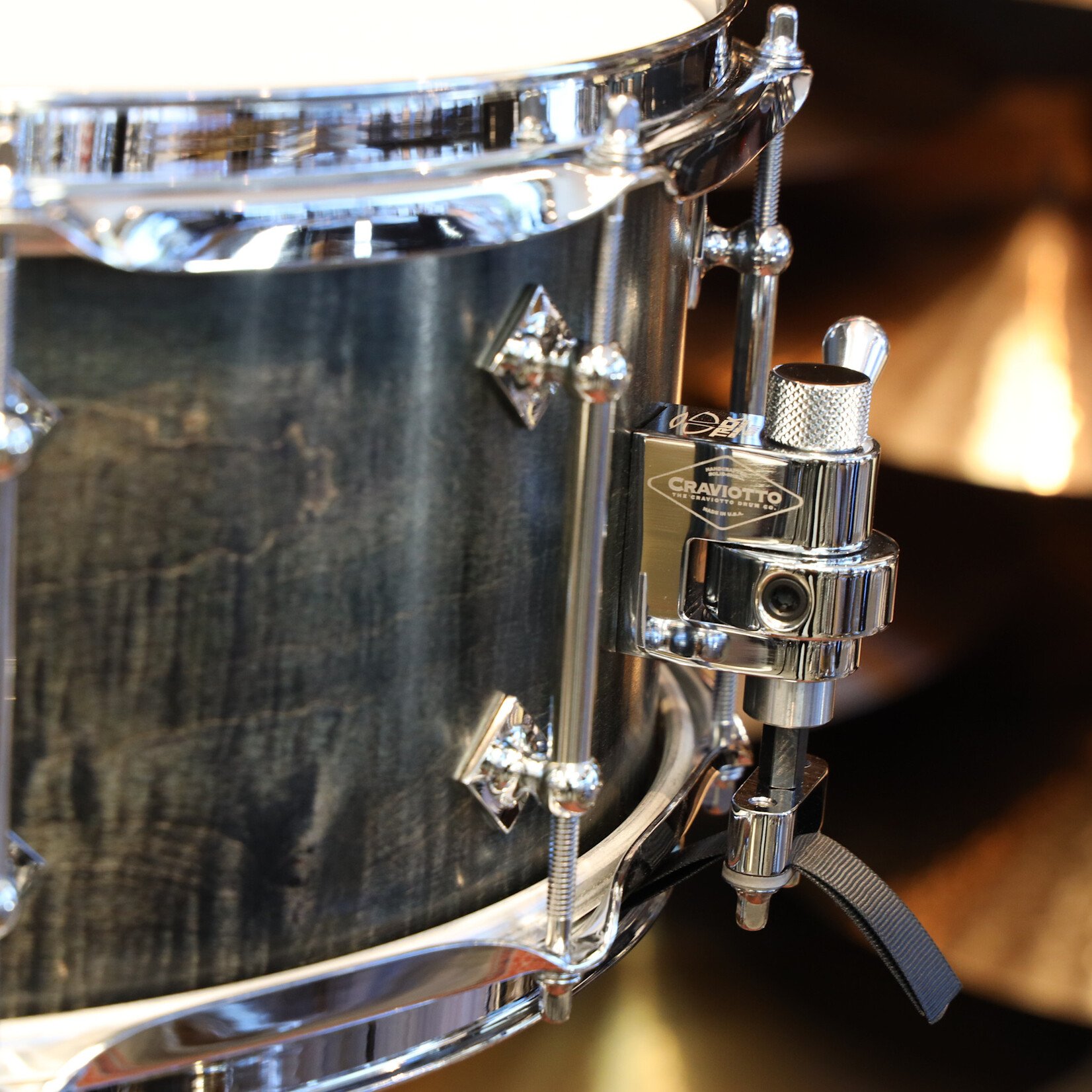 Craviotto Craviotto Private Reserve 6.5X14" Snare Drum Curly Maple (Ebonized & Green Stained Oil Finish)