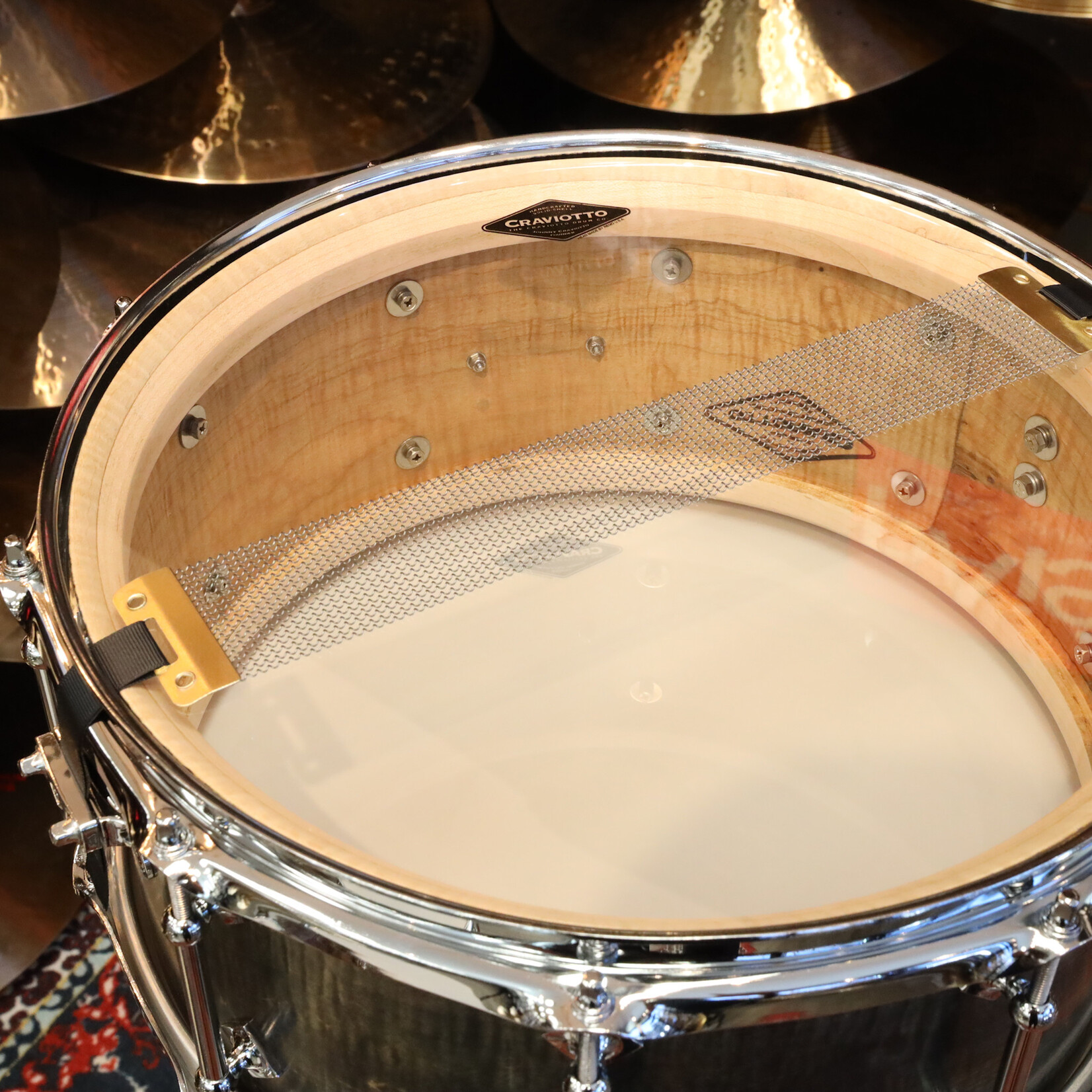 Craviotto Craviotto Private Reserve 6.5X14" Snare Drum Curly Maple (Ebonized & Green Stained Oil Finish)