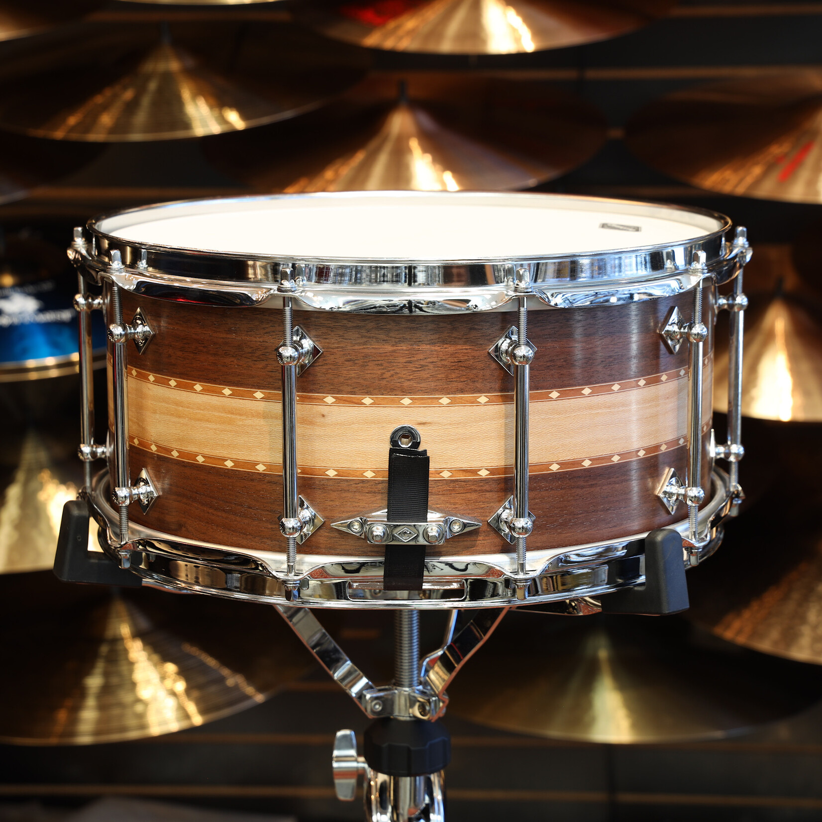 Craviotto Craviotto Private Reserve 6.5X14" Walnut/Sycamore/Walnut w/ Double Cherry Inlays (Oil Finish)