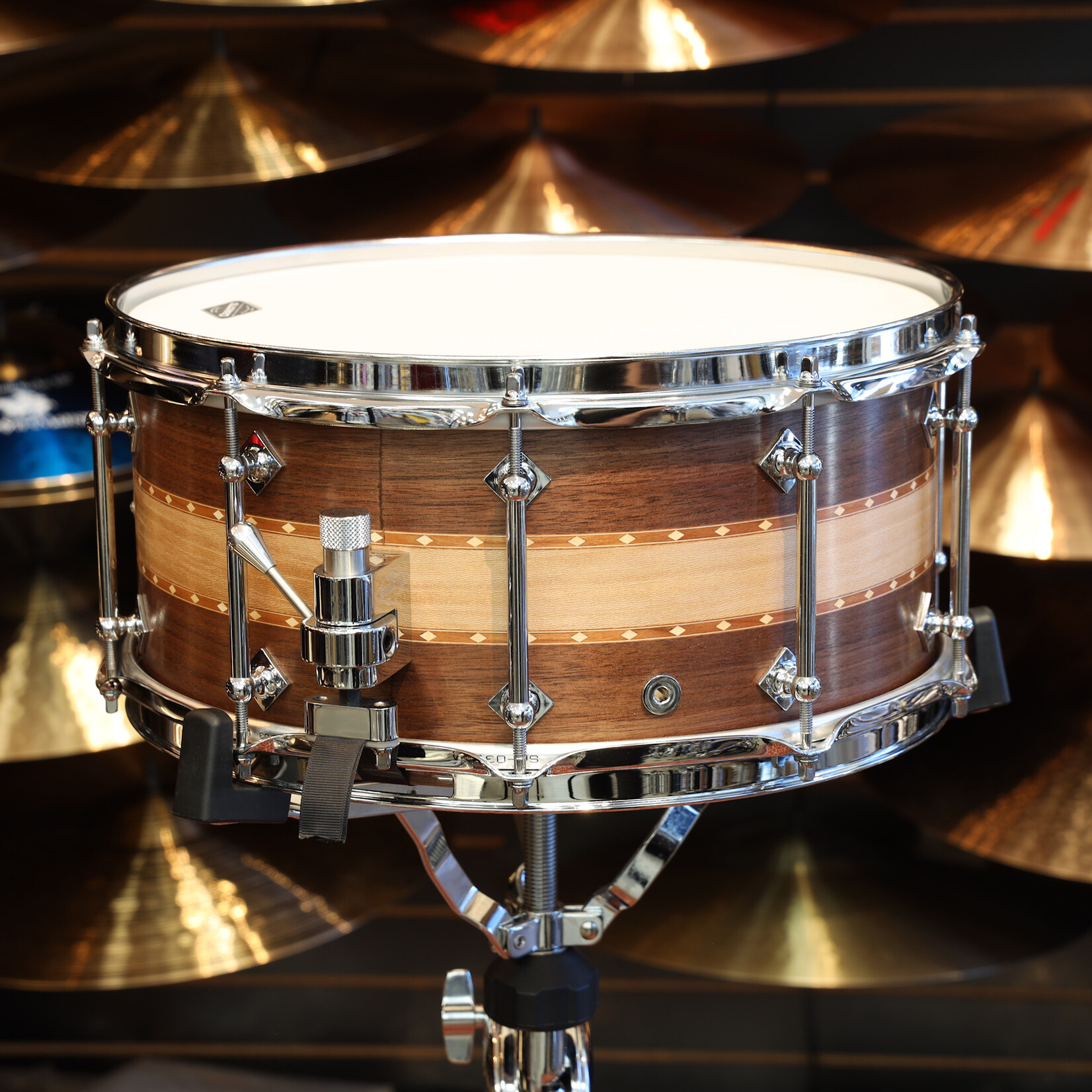 Craviotto Craviotto Private Reserve 6.5X14" Walnut/Sycamore/Walnut w/ Double Cherry Inlays (Oil Finish)