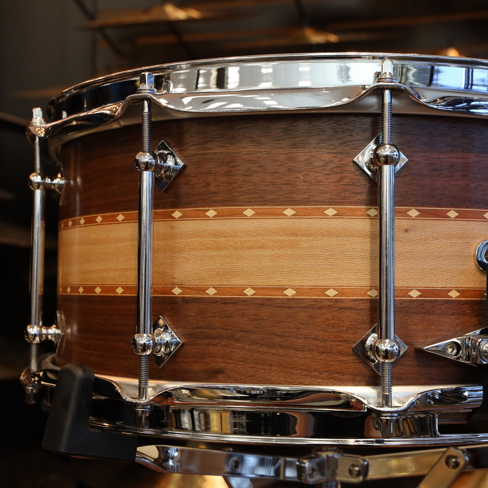 Craviotto Craviotto Private Reserve 6.5X14" Walnut/Sycamore/Walnut w/ Double Cherry Inlays (Oil Finish)