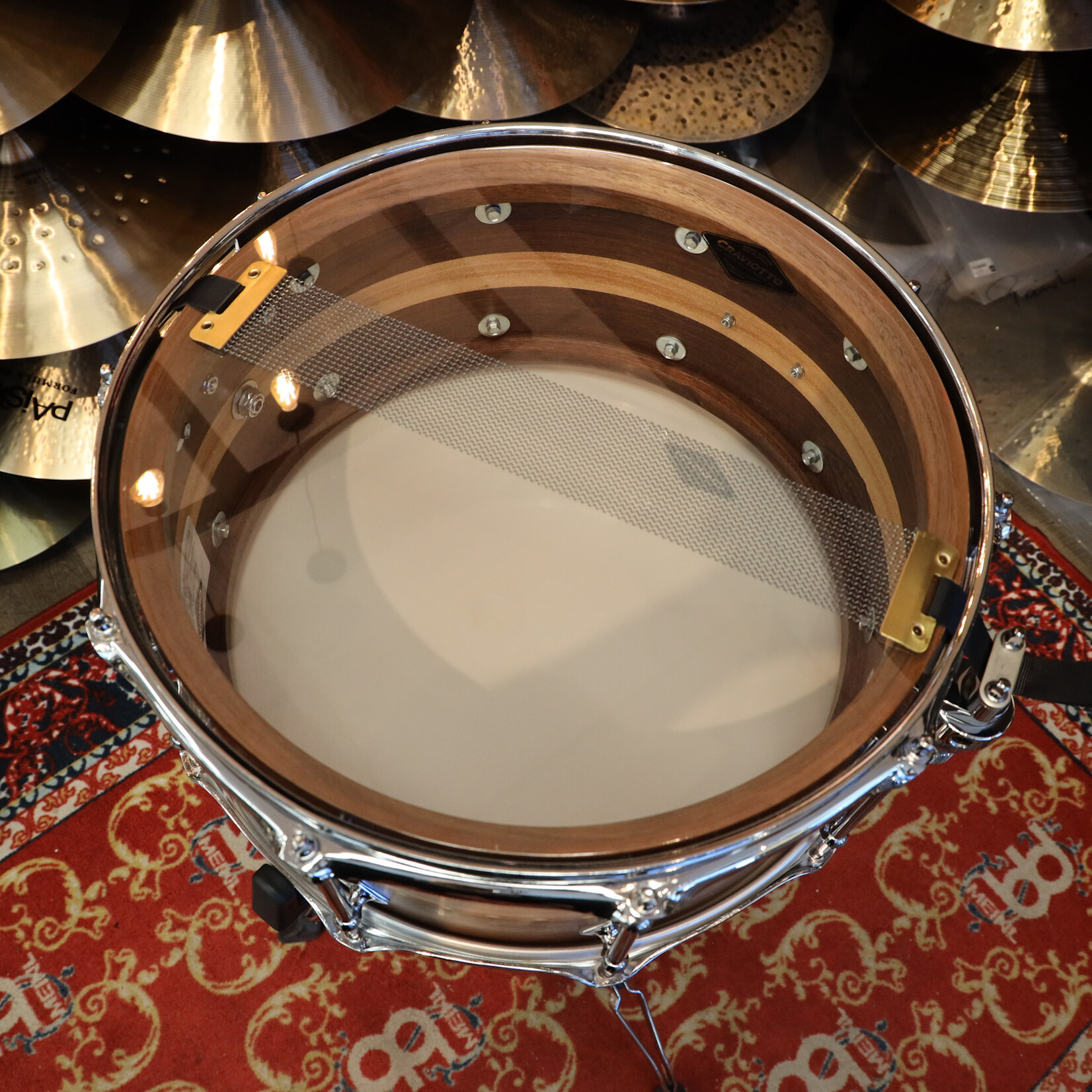 Craviotto Craviotto Private Reserve 6.5X14" Walnut/Sycamore/Walnut w/ Double Cherry Inlays (Oil Finish)