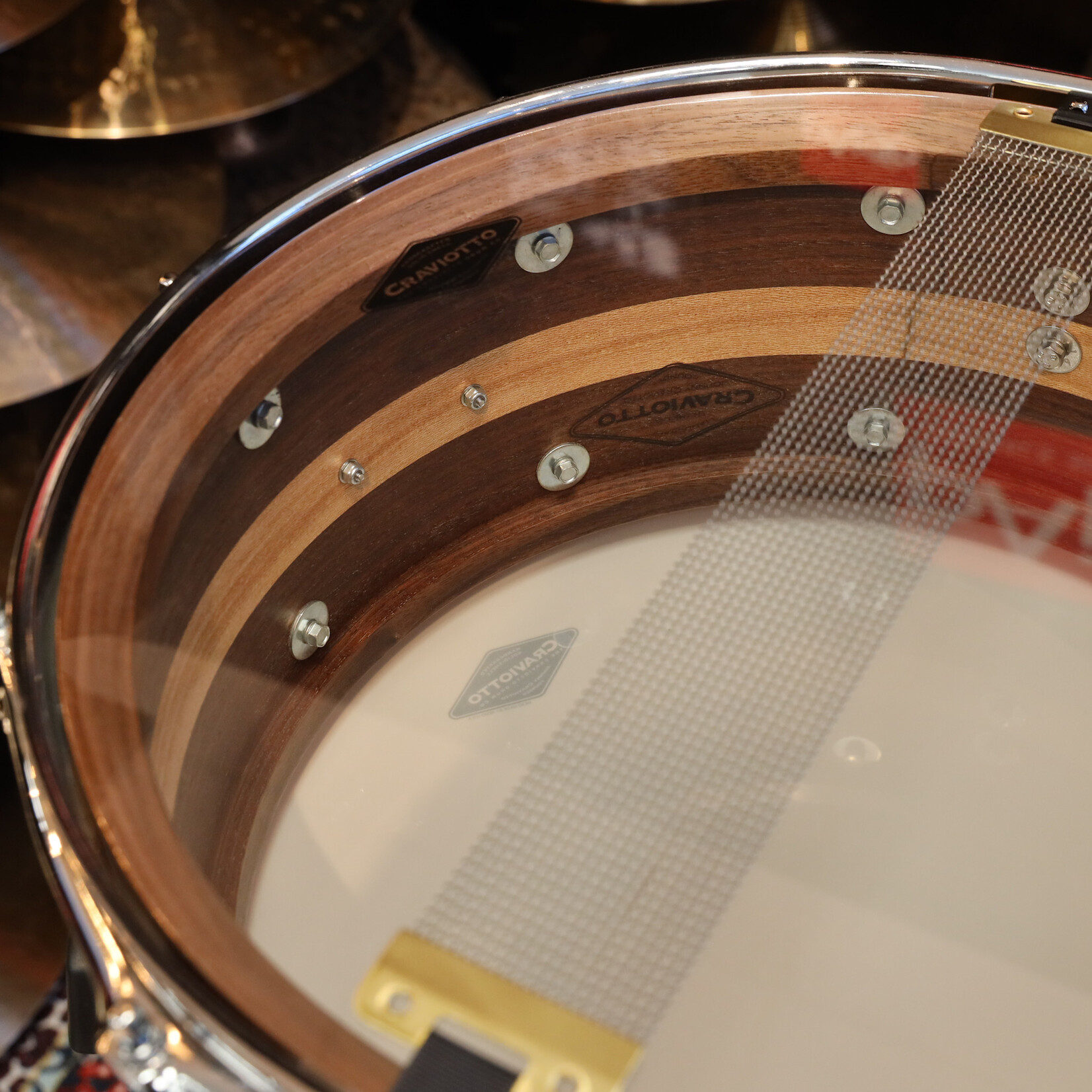 Craviotto Craviotto Private Reserve 6.5X14" Walnut/Sycamore/Walnut w/ Double Cherry Inlays (Oil Finish)