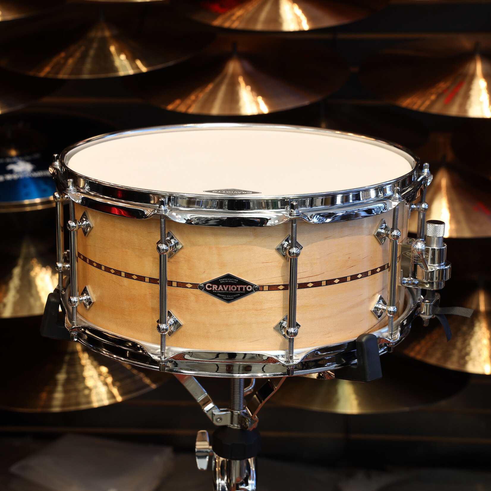 Craviotto Craviotto Custom Shop 6.5X14" Snare Drum Ambrosia w/Walnut Inlay (Oil Finish)