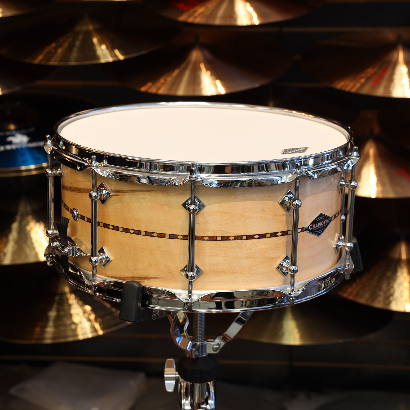 Craviotto Craviotto Custom Shop 6.5X14" Snare Drum Ambrosia w/Walnut Inlay (Oil Finish)
