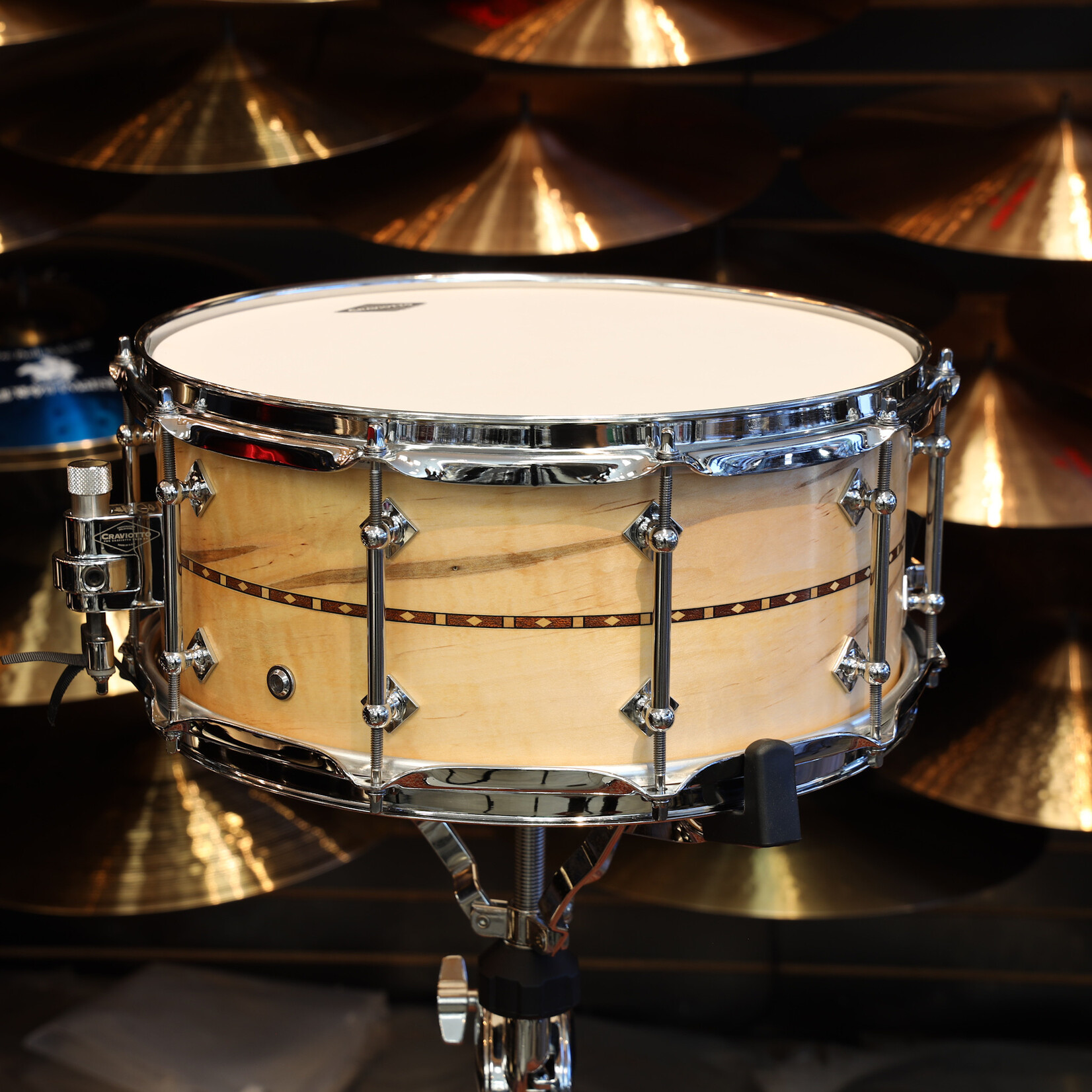 Craviotto Craviotto Custom Shop 6.5X14" Snare Drum Ambrosia w/Walnut Inlay (Oil Finish)