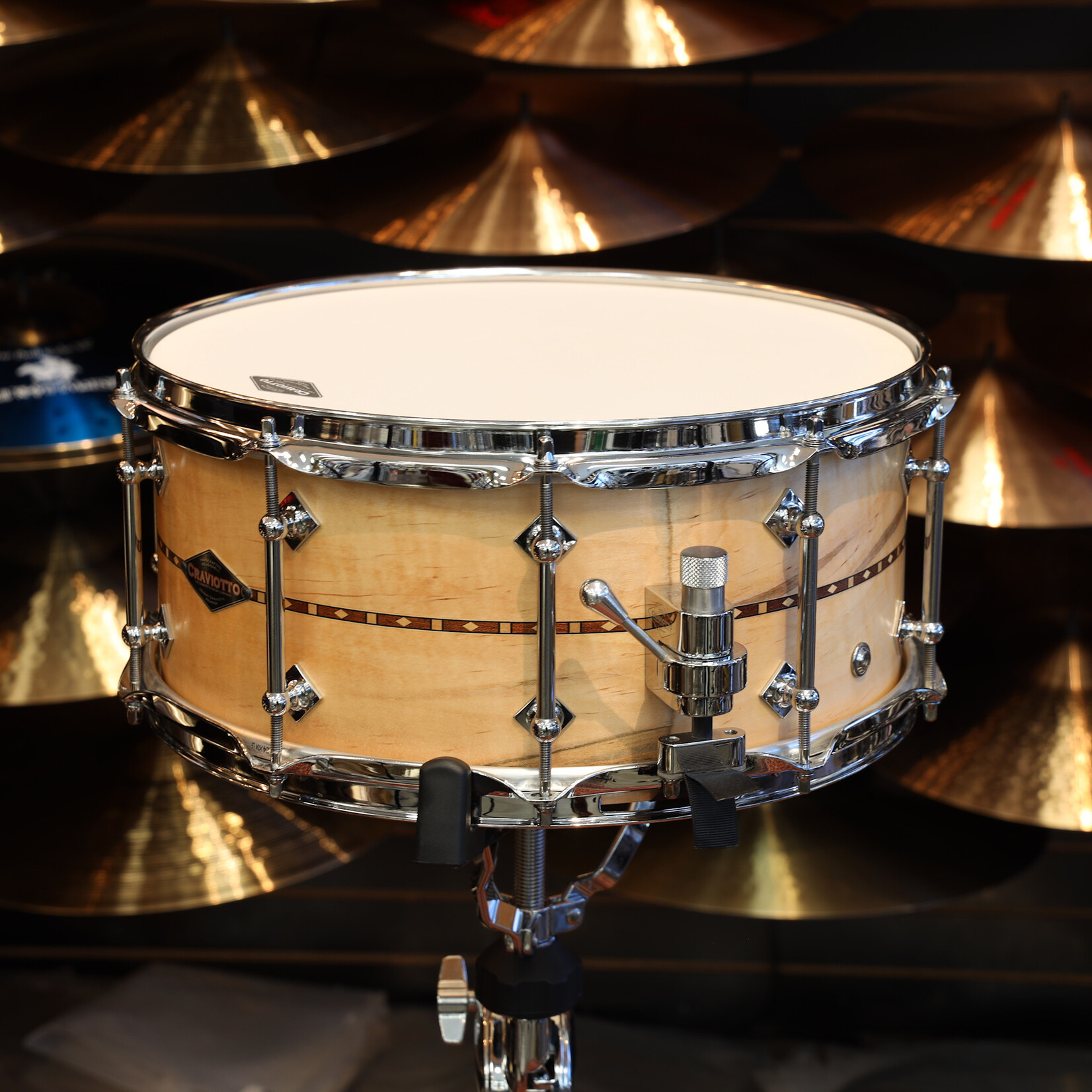 Craviotto Craviotto Custom Shop 6.5X14" Snare Drum Ambrosia w/Walnut Inlay (Oil Finish)