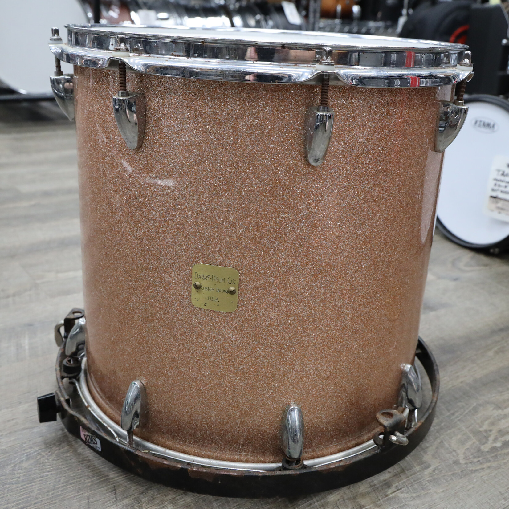 Unknown Used Darby Drum Co. Floor Tom 14x14 Maple Shell Champagne Sparkle