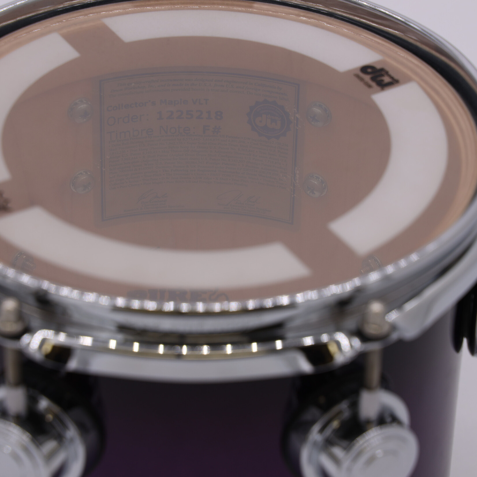 DW Used DW Collector's Series Purple Maple Concert Tom 8x8 Anodized Purple Burst