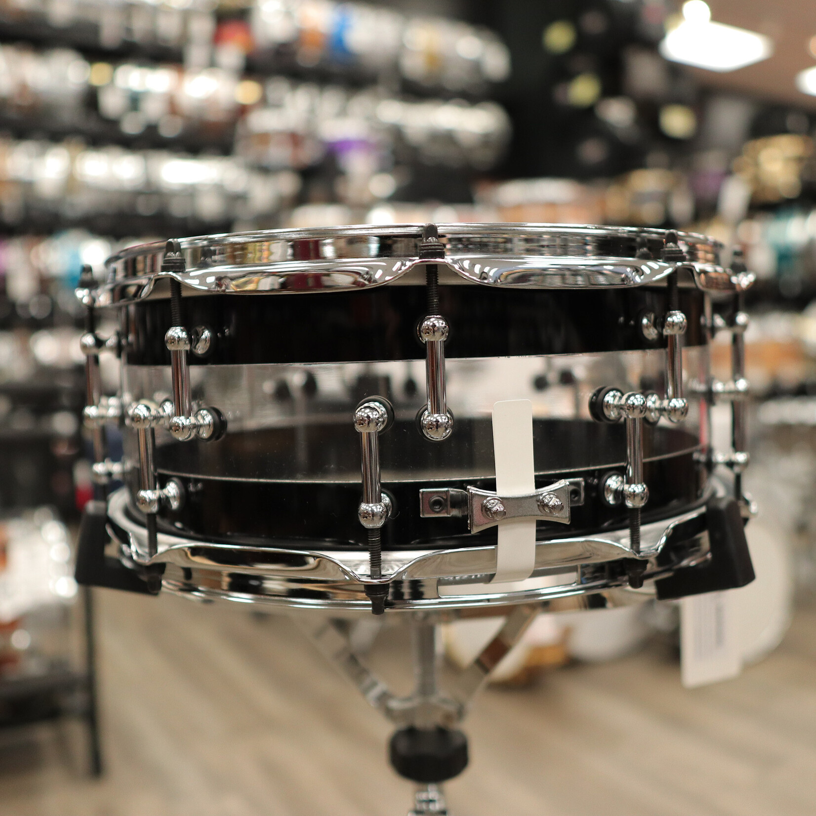 Pork Pie Pork Pie 6x14" Black/Clear/Black Acrylic Snare Drum w/ Split Chrome Tube Lugs