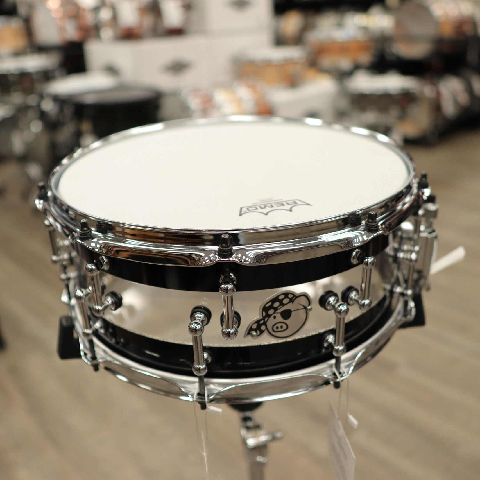 Pork Pie Pork Pie 6x14" Black/Clear/Black Acrylic Snare Drum w/ Split Chrome Tube Lugs