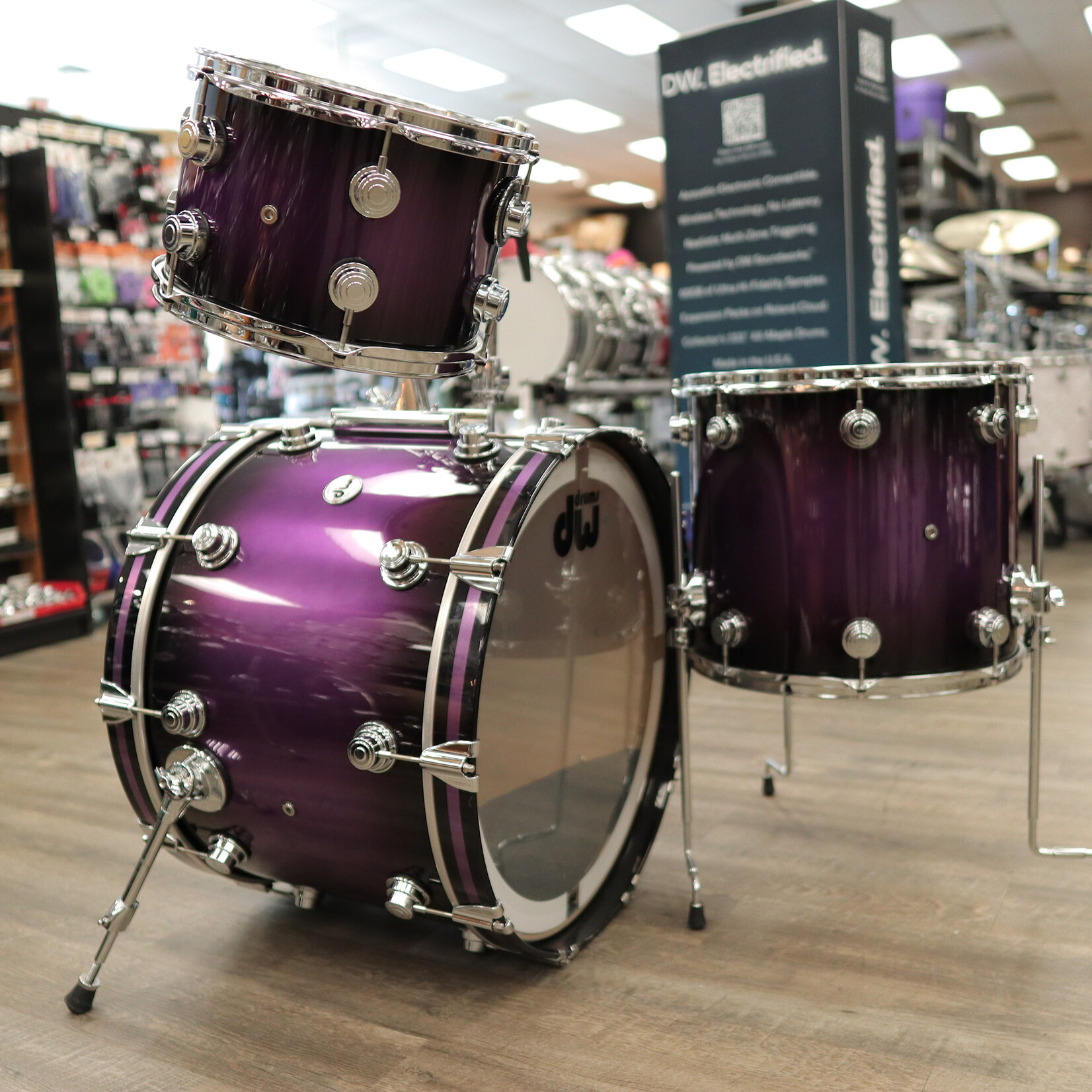 DW Used DW Collector's Series 3-PC Pure Maple Shell Pack 12/16/23 (Anodized Purple Burst)