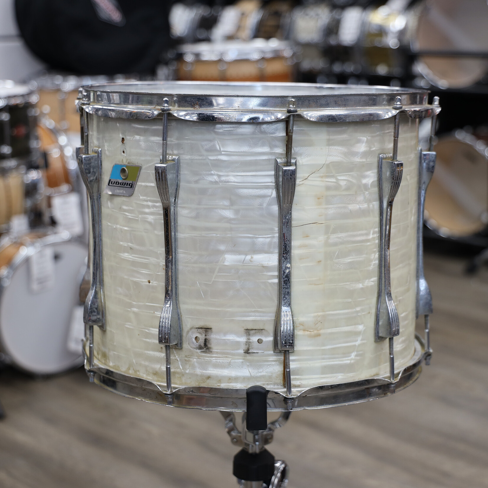Ludwig Vintage 1970s Ludwig 12x15 Parade Drum White Marine Pearl #1