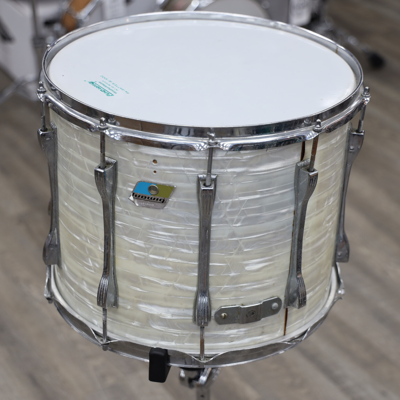 Ludwig Vintage 1970s Ludwig 12x15 Parade Drum White Marine Pearl #2