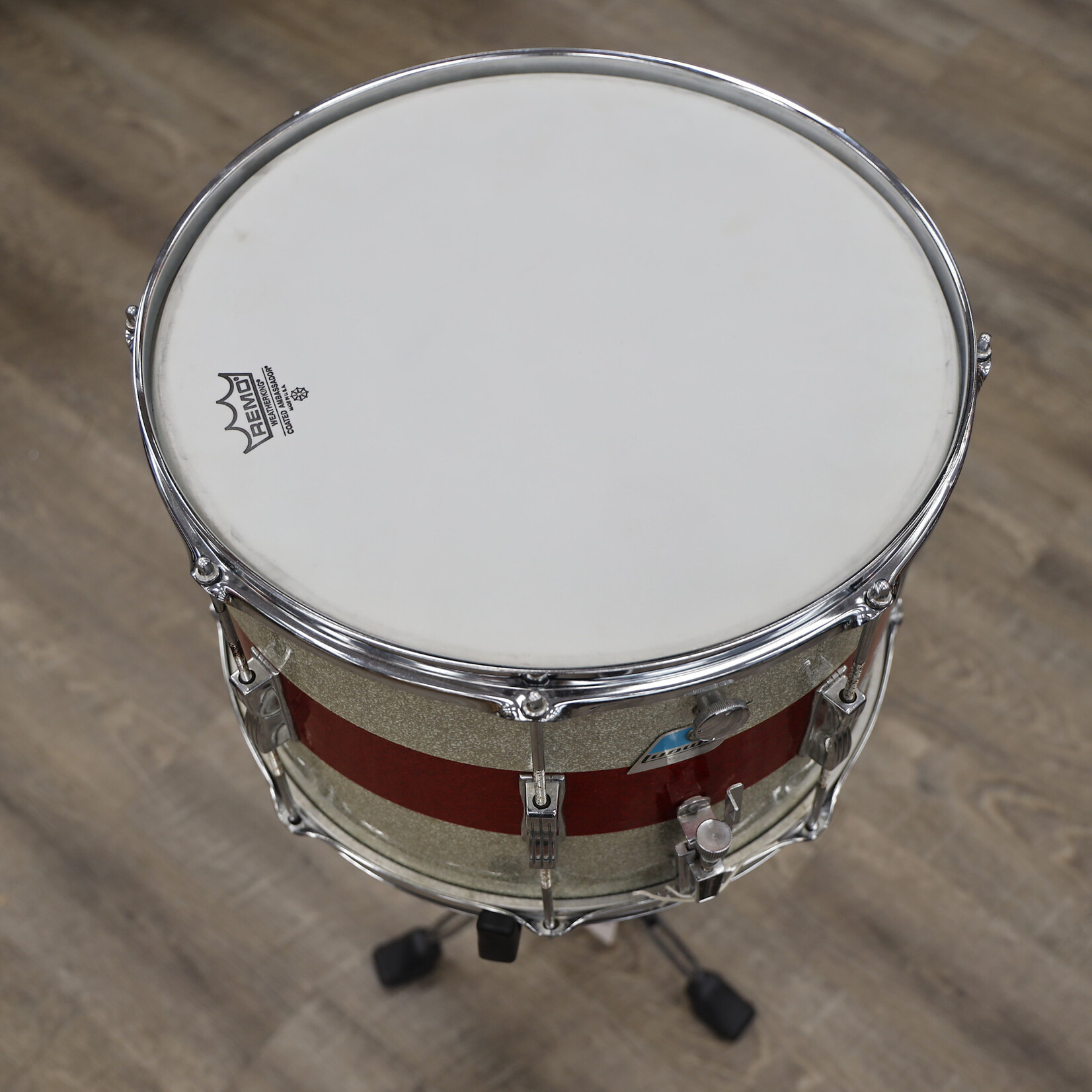 Ludwig Vintage 1970s Ludwig Parade Drum 10x15 Silver/Red Sparkle