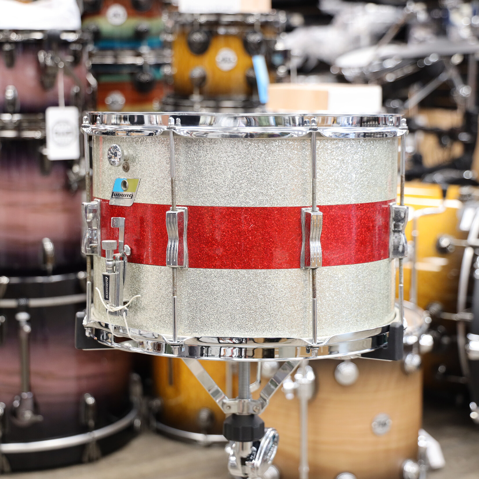 Ludwig Vintage 1970s Ludwig Parade Drum 10x15 Silver/Red Sparkle