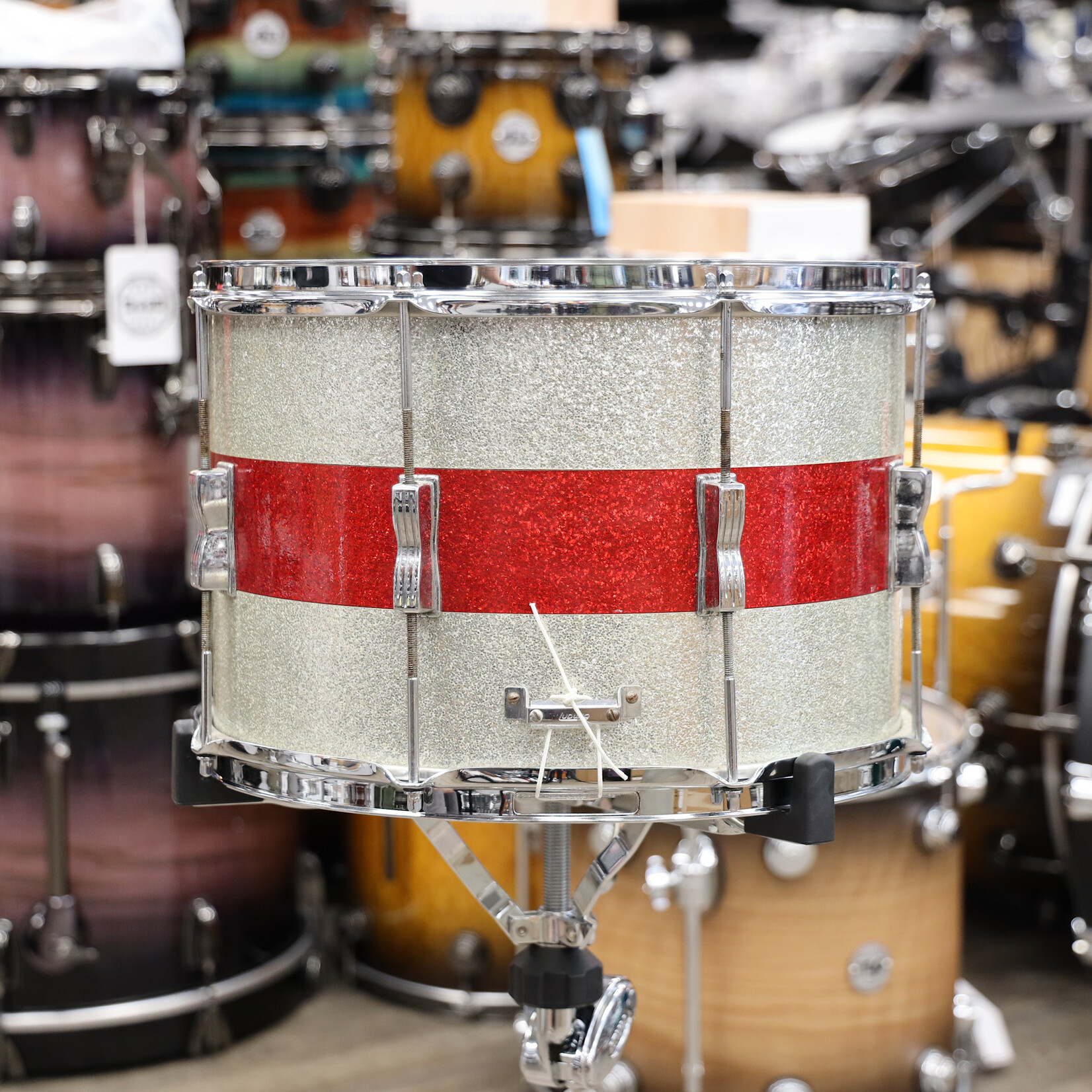 Ludwig Vintage 1970s Ludwig Parade Drum 10x15 Silver/Red Sparkle