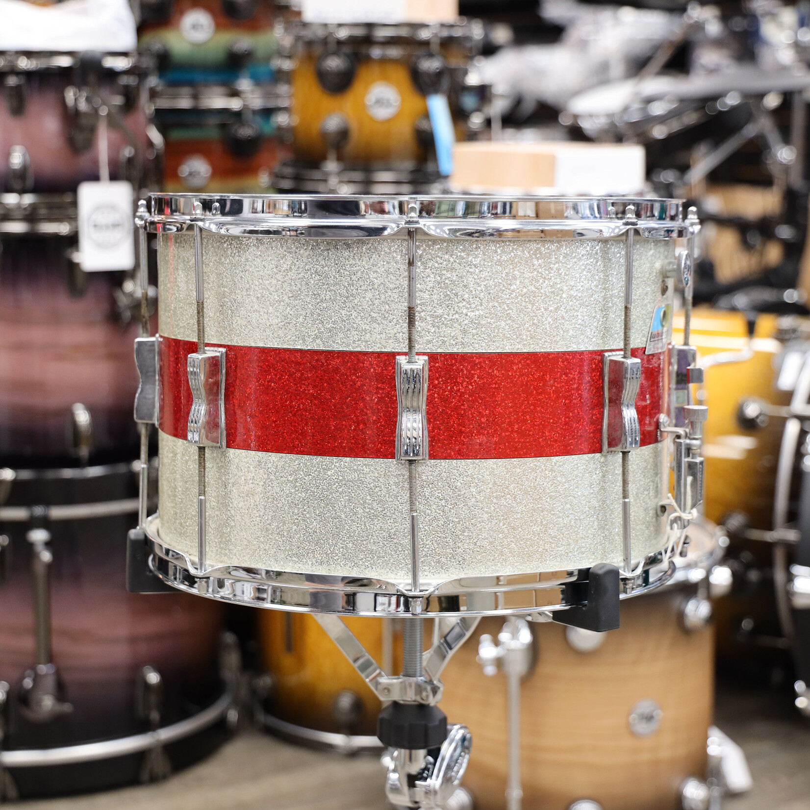 Ludwig Vintage 1970s Ludwig Parade Drum 10x15 Silver/Red Sparkle